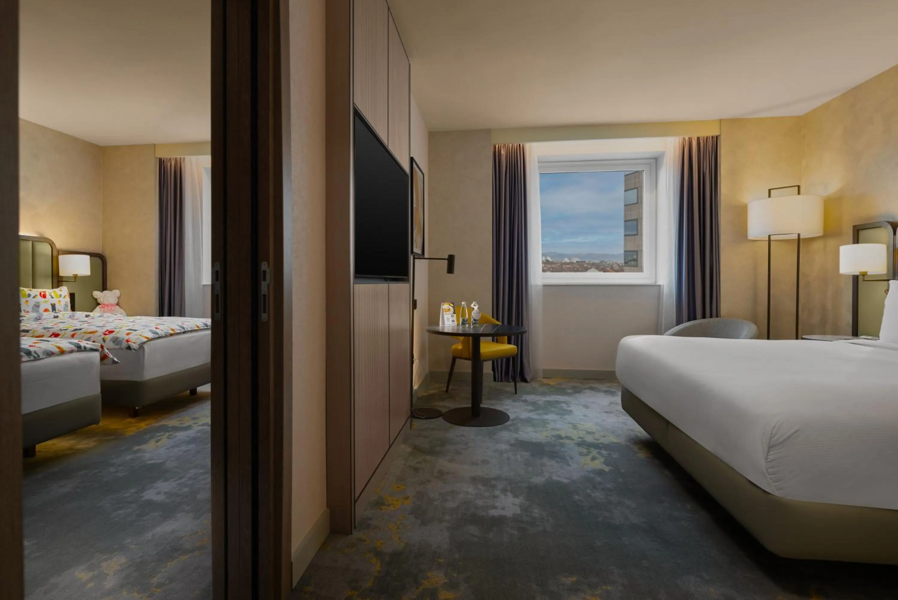 Seating area, Bed in Hilton Sofia