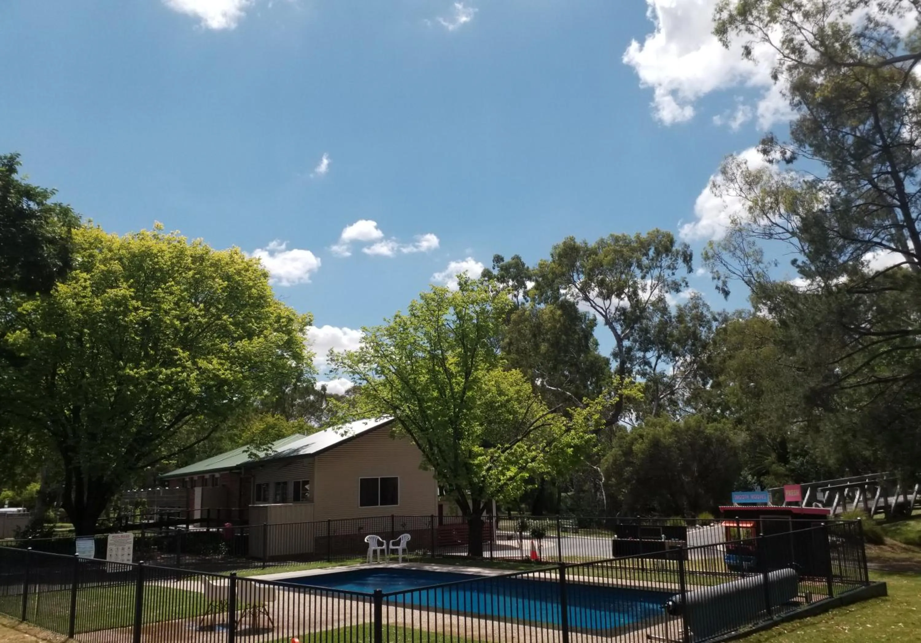 Pool view in Euroa Caravan Park