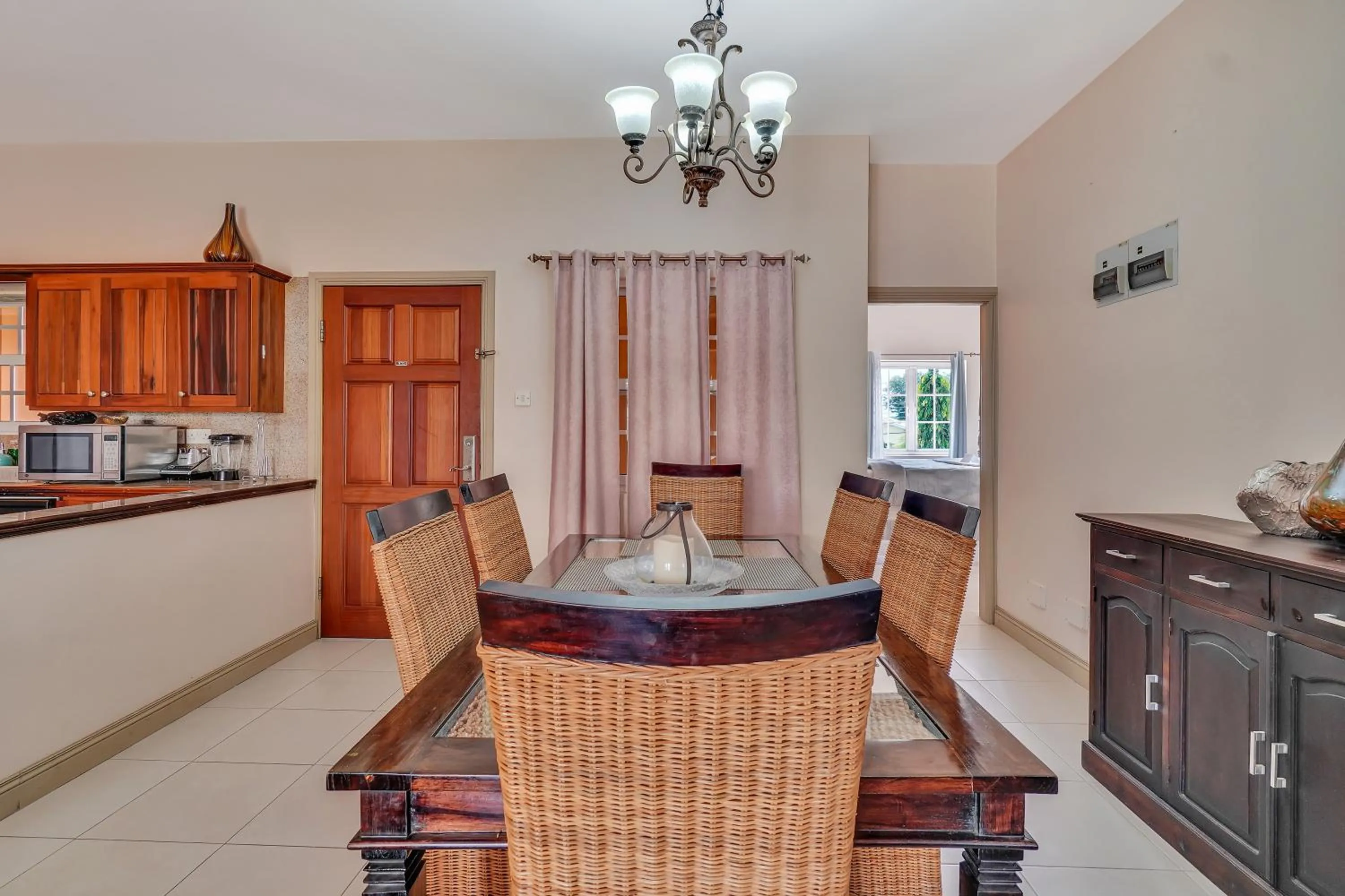 Dining area in Mandela Court Suites Grenada