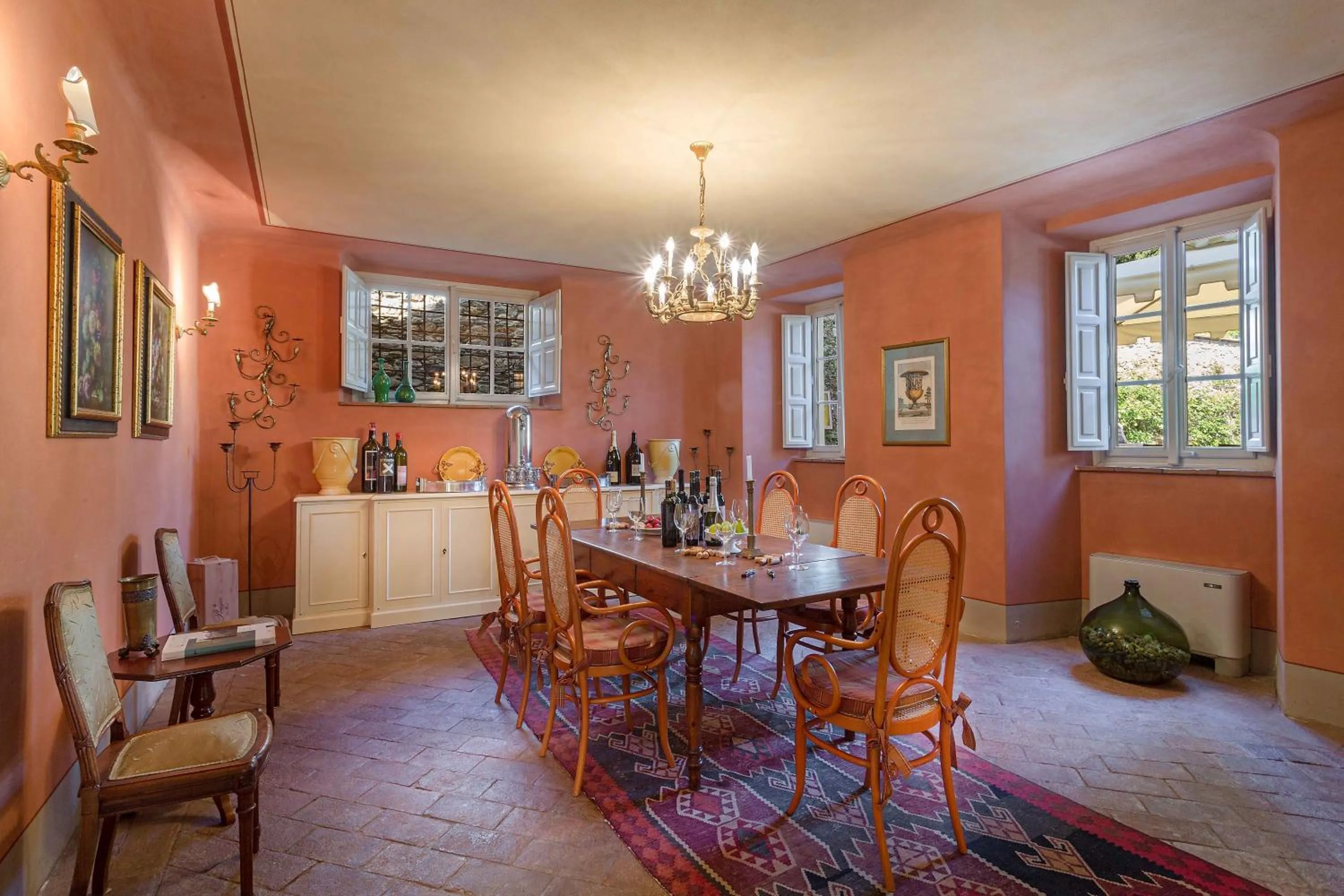 Dining area in Coselli 's Collection. Luxury Villas Rental