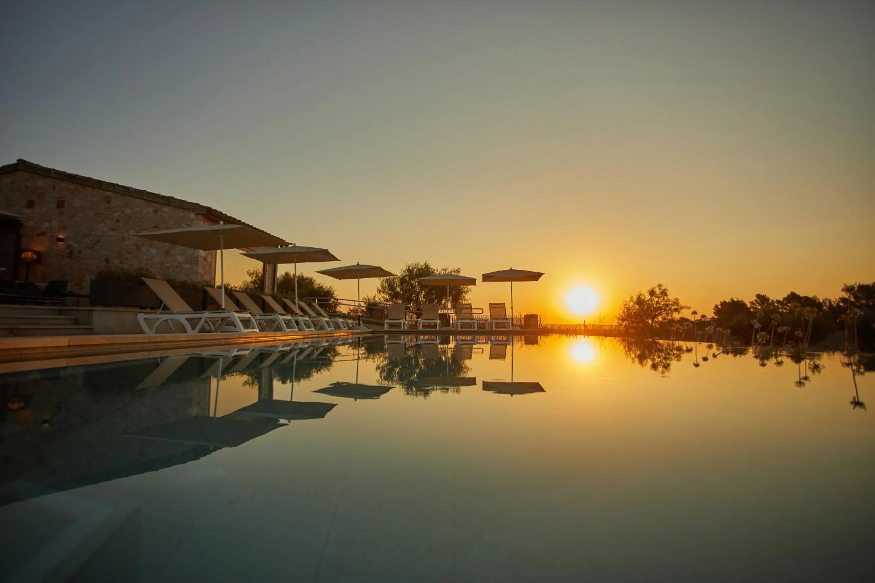 Pool view in Hotel Rural Es Riquers
