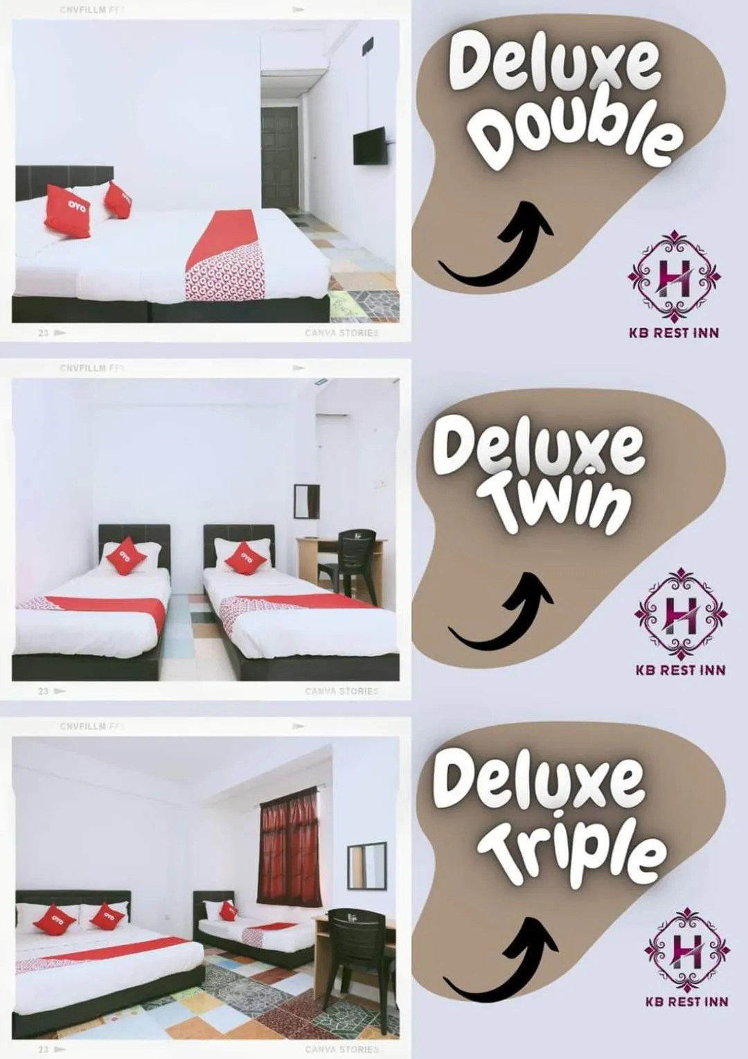 Bed in KB Rest Inn-Family Triple