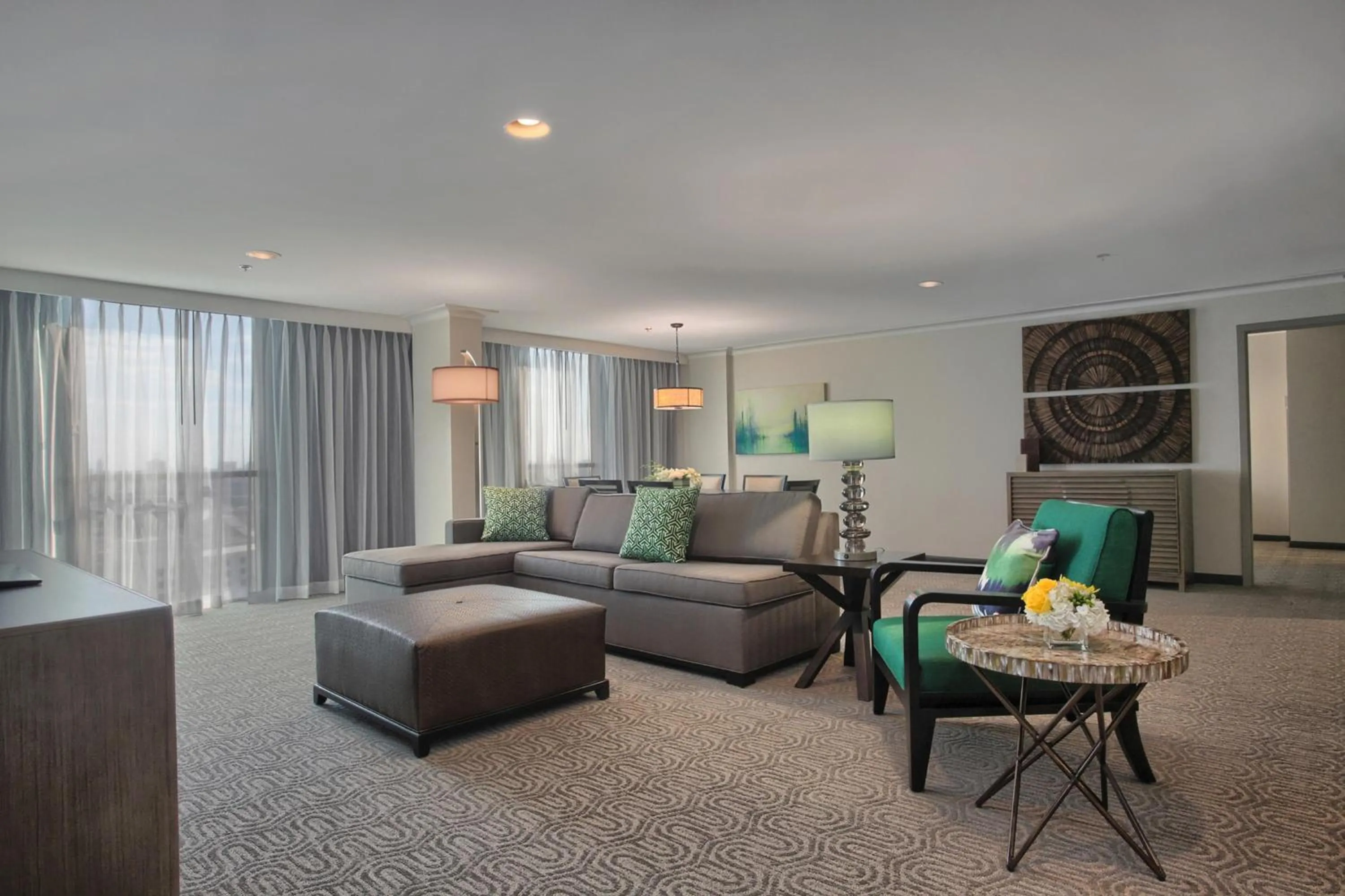 Bed in DoubleTree by Hilton at the Entrance to Universal Orlando