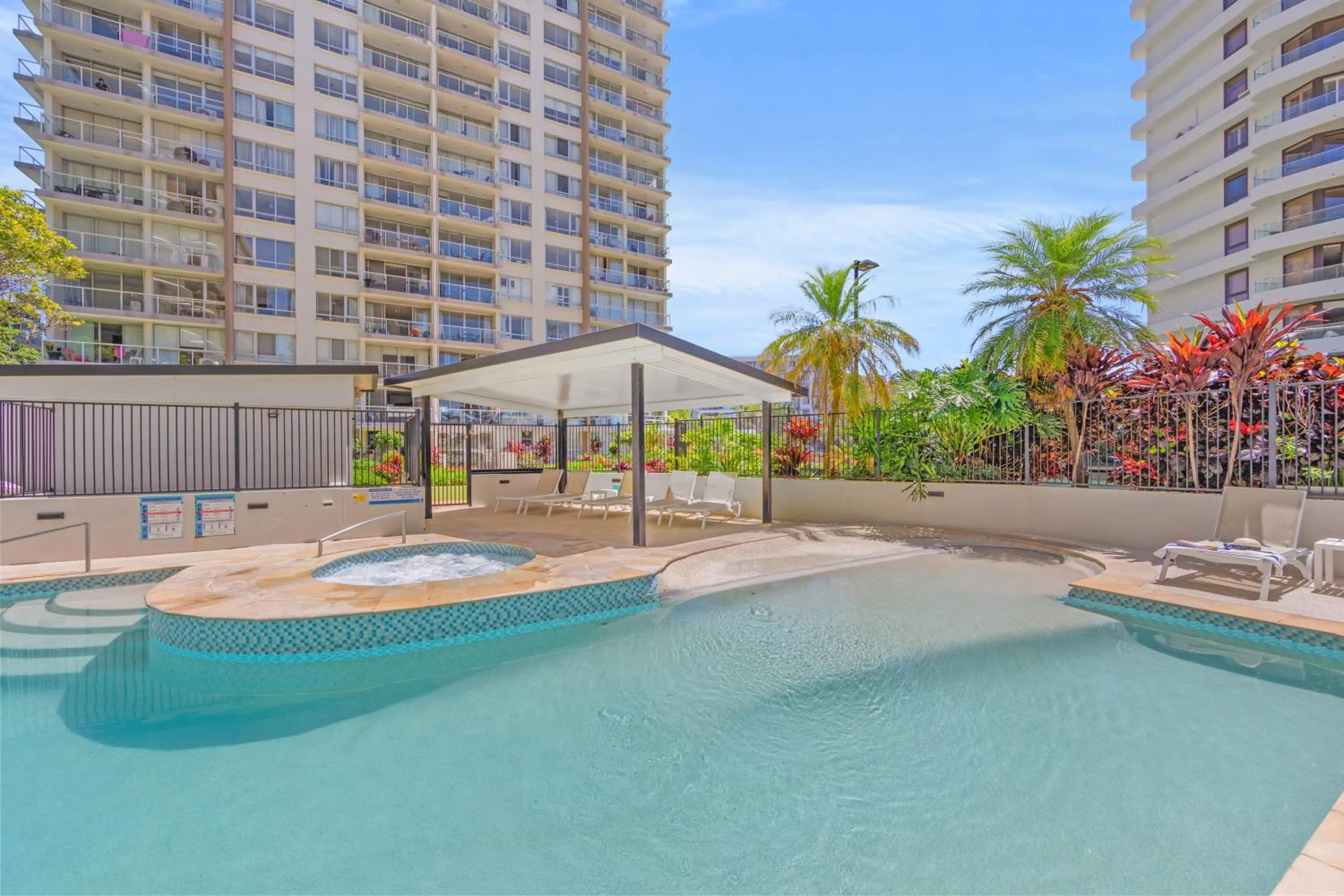 Pool view in Burleigh Beach Tower