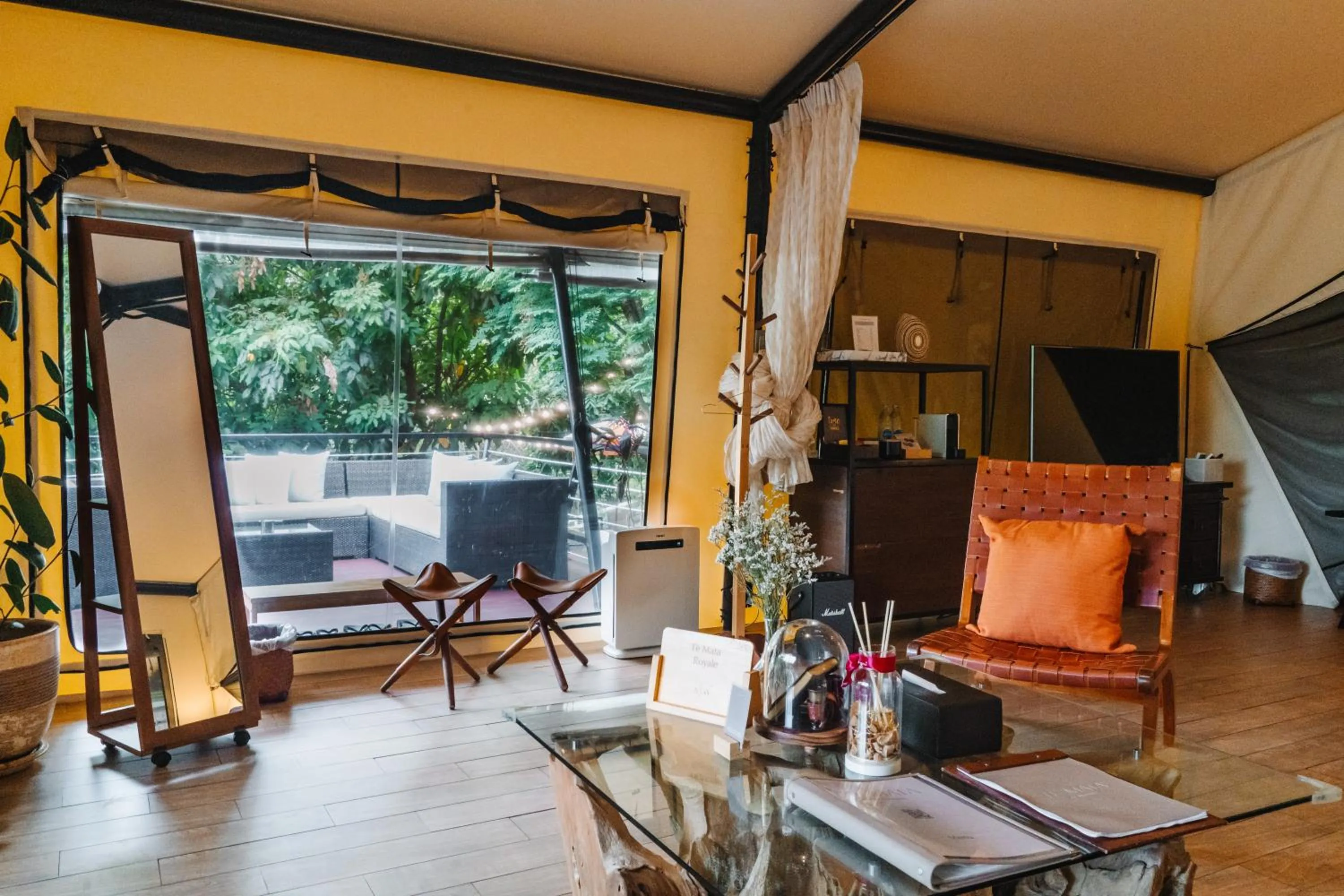 Living room in Te Mata Glamping