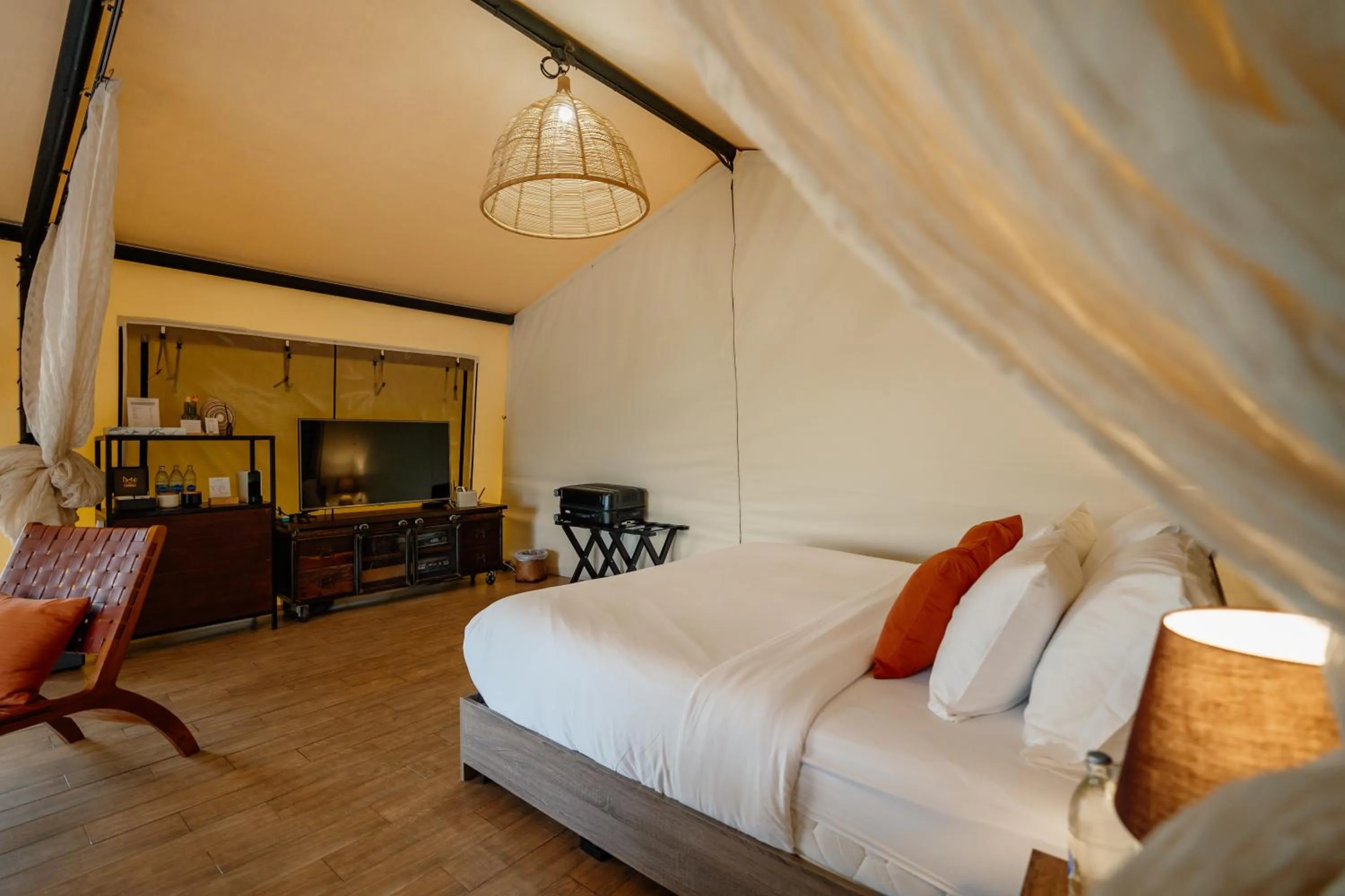 Bed in Te Mata Glamping