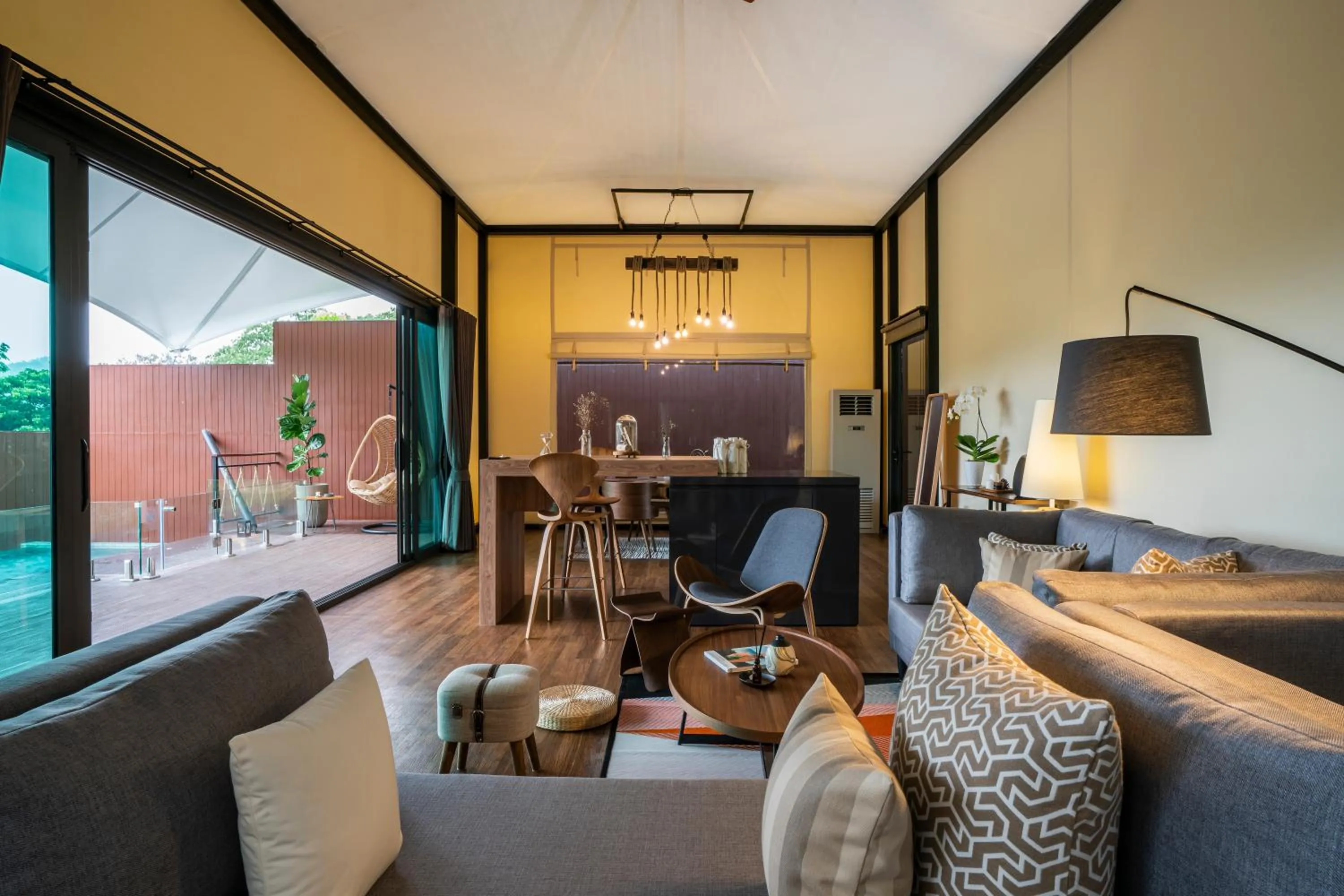 Living room in Te Mata Glamping