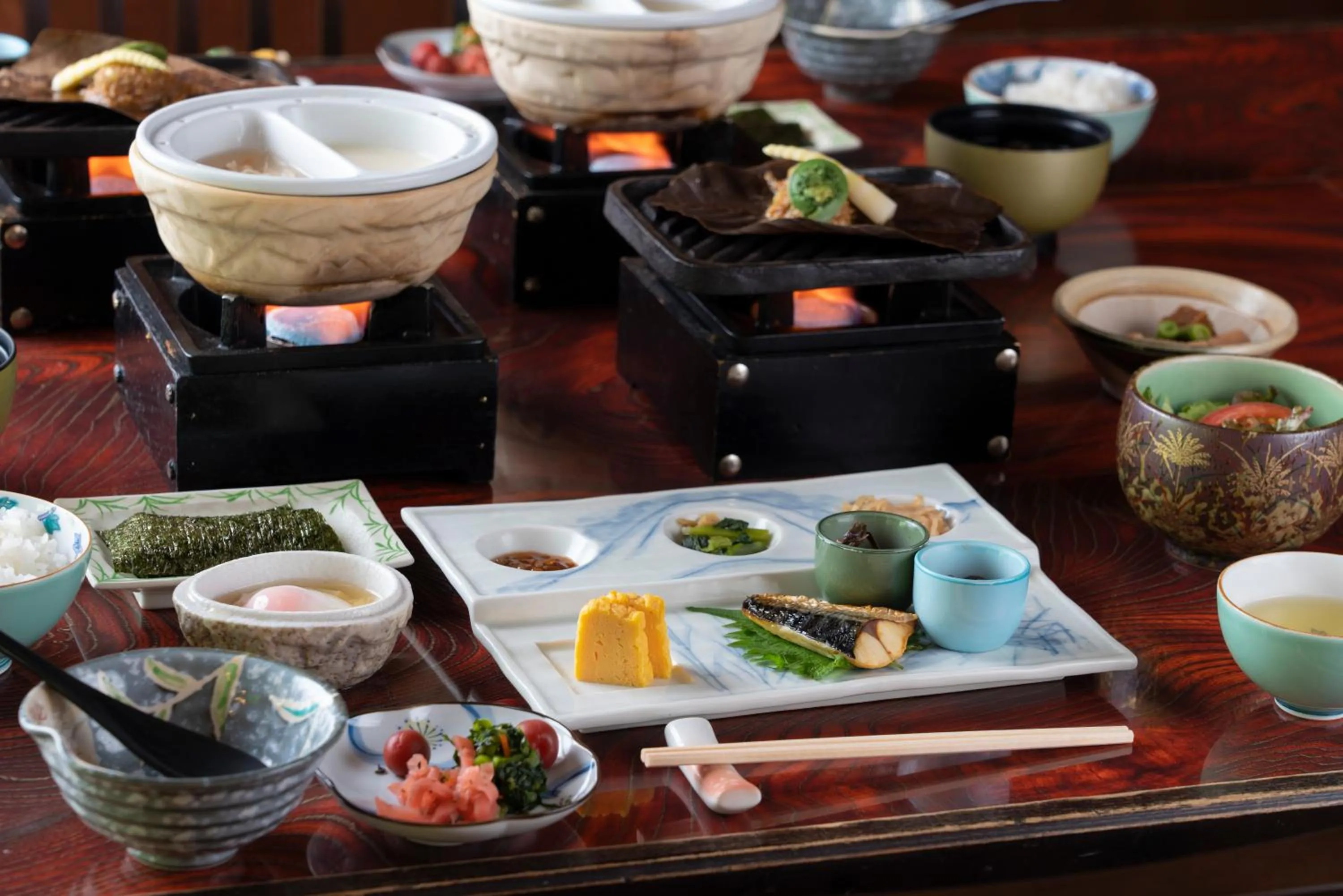 Asian breakfast in Okuhida Garden Hotel Yakedake