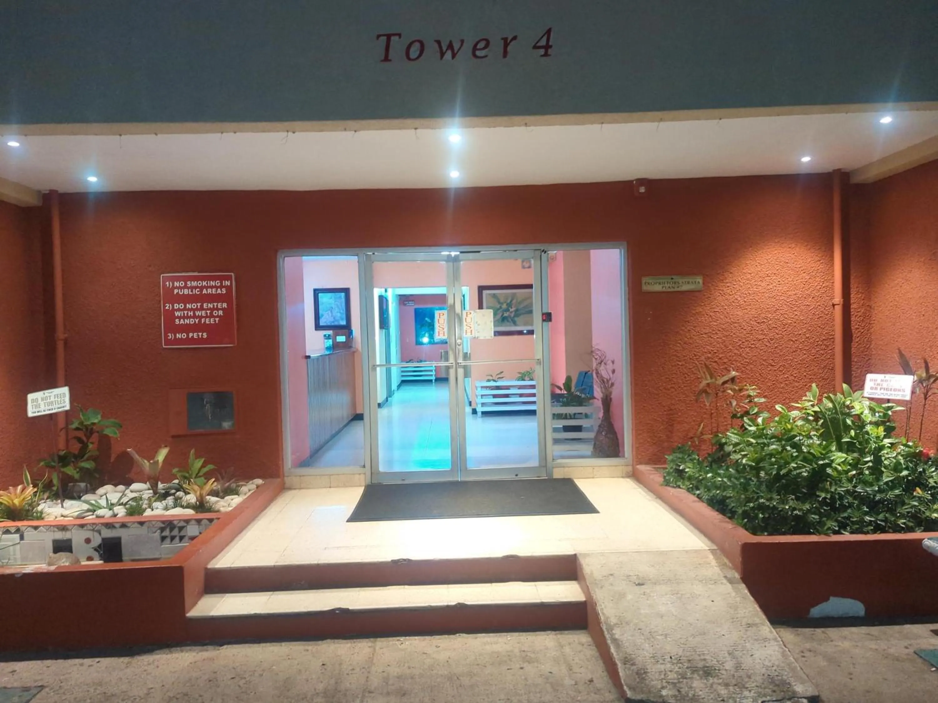 Beach-side condos at Turtle Beach Towers