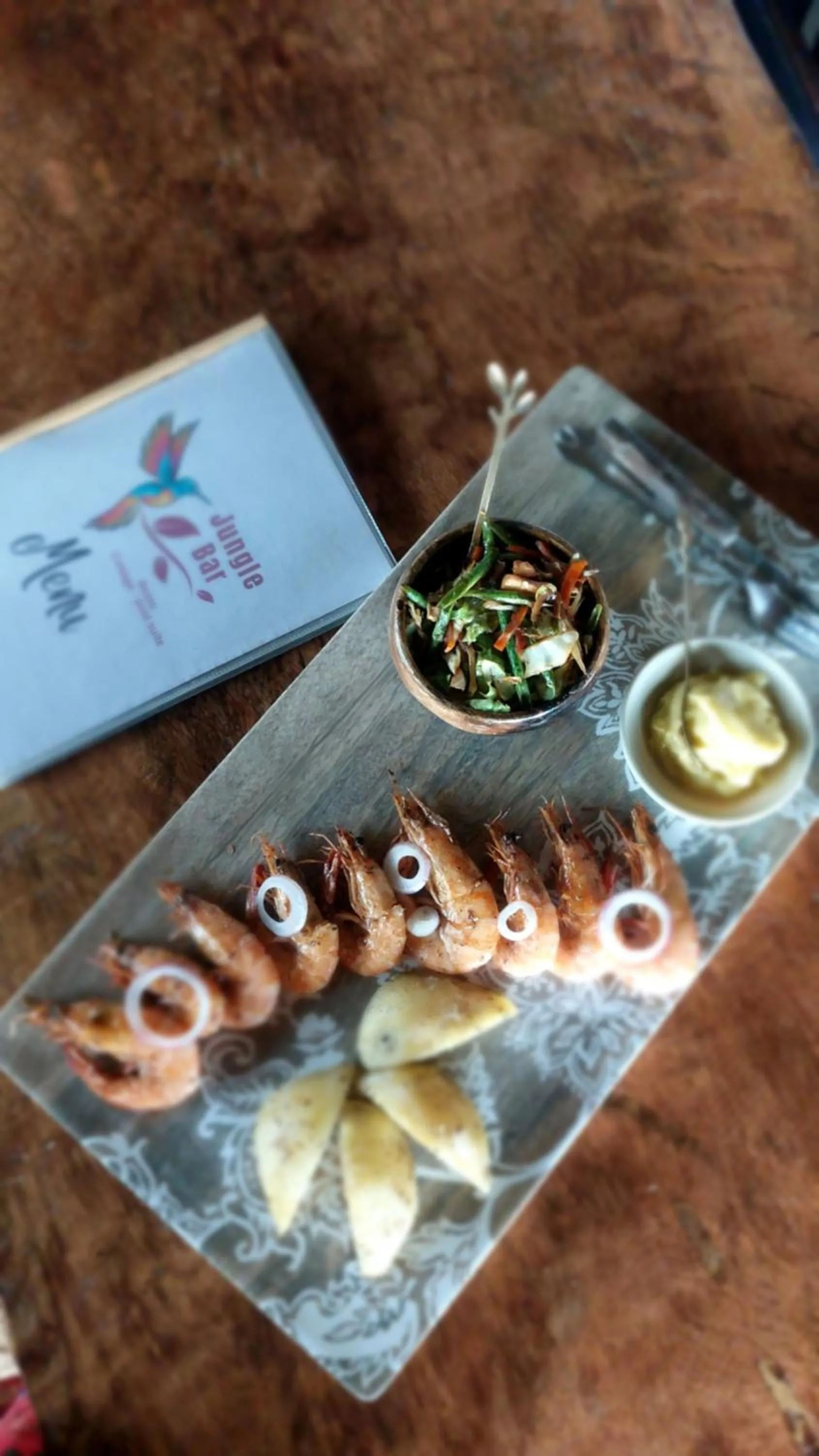 Food in Jungle Bar Honeymoon suite & private pool