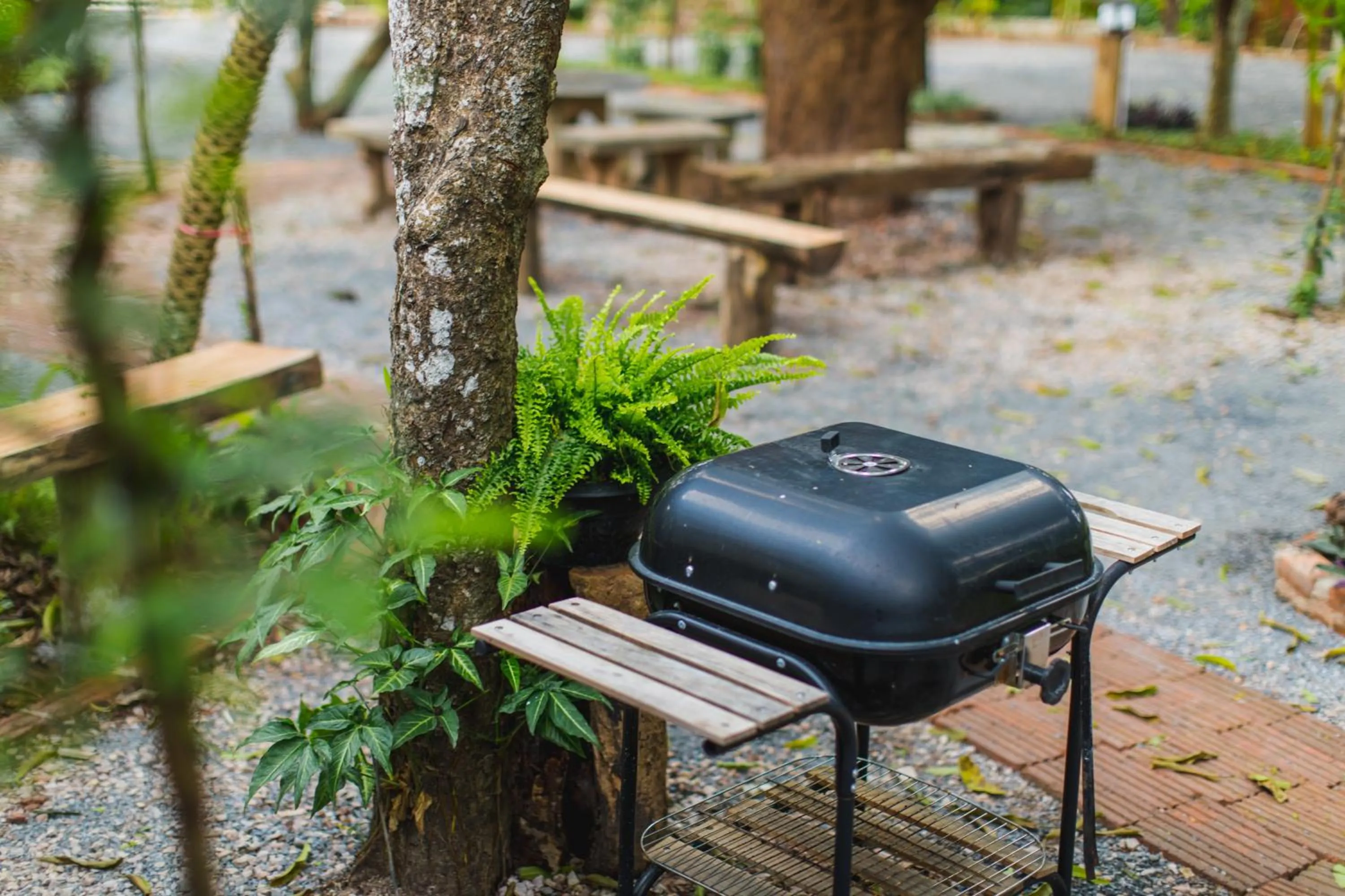 BBQ facilities in P's cottage บ้านพักในสวนสวย
