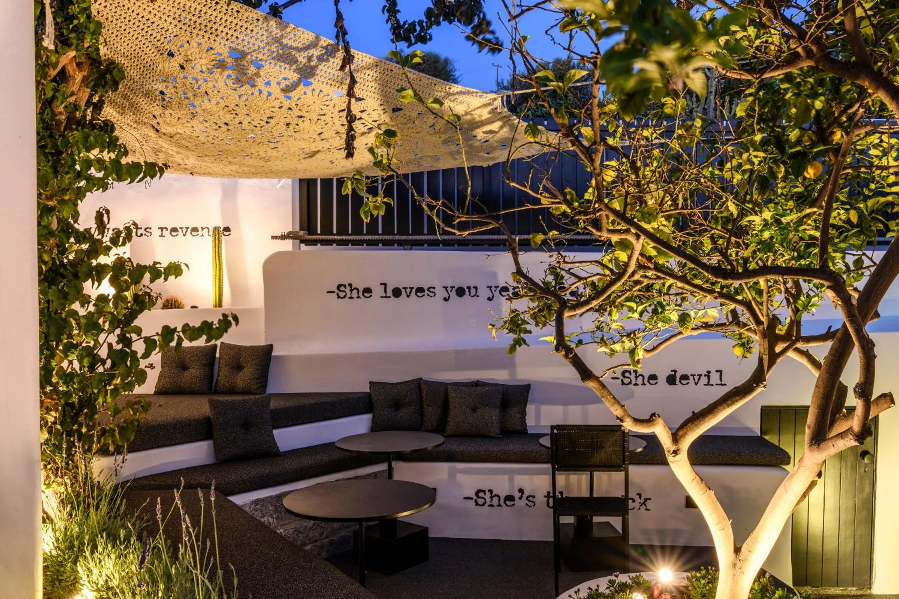 Communal lounge/ TV room in She Mykonos Boutique Hotel