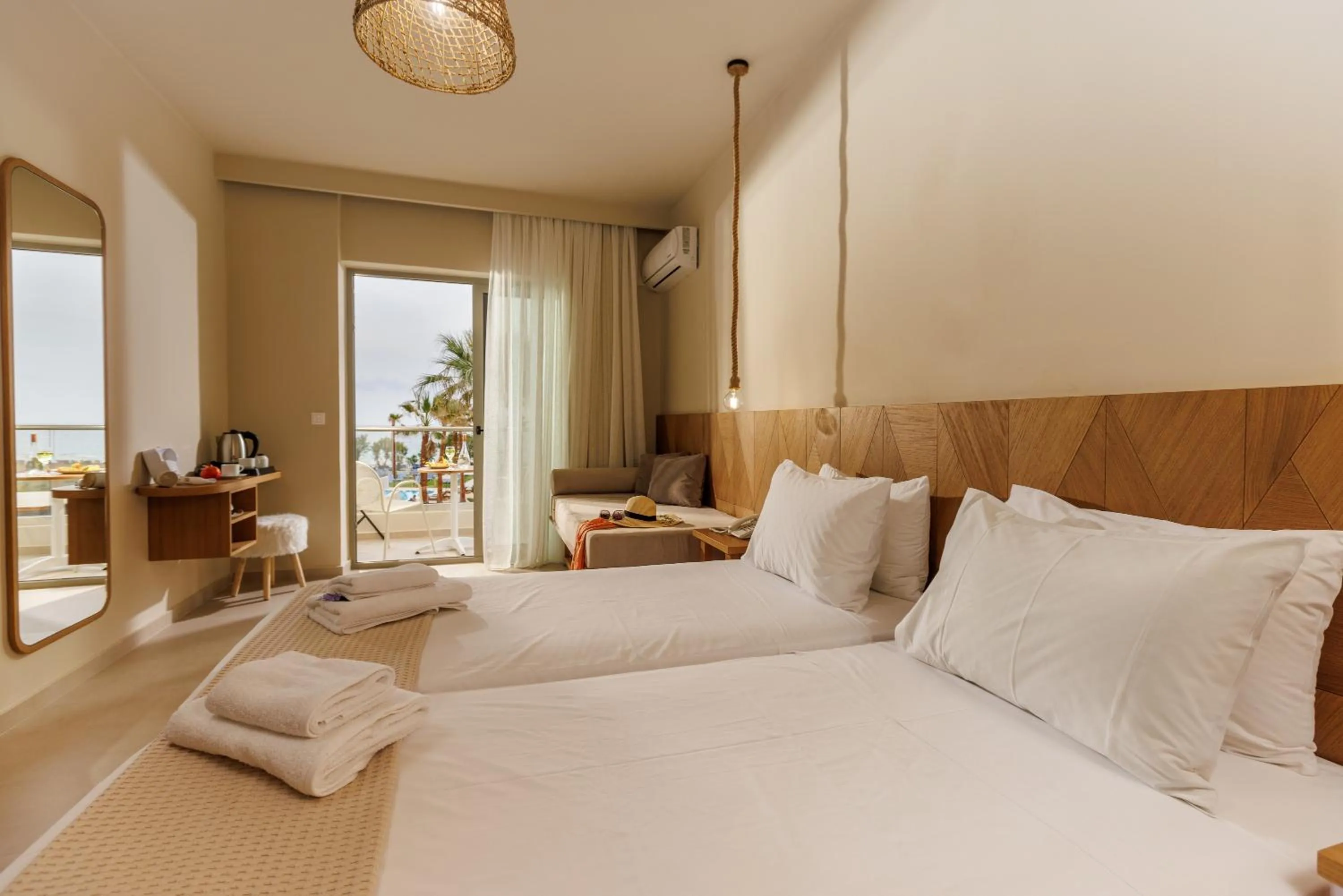 Bed in Malia Bay Beach Hotel & Bungalows