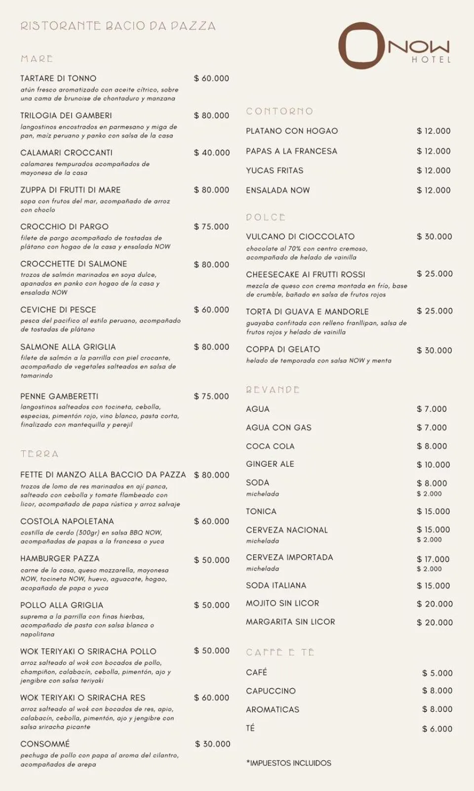 Restaurant/places to eat in Now Hotel Cali