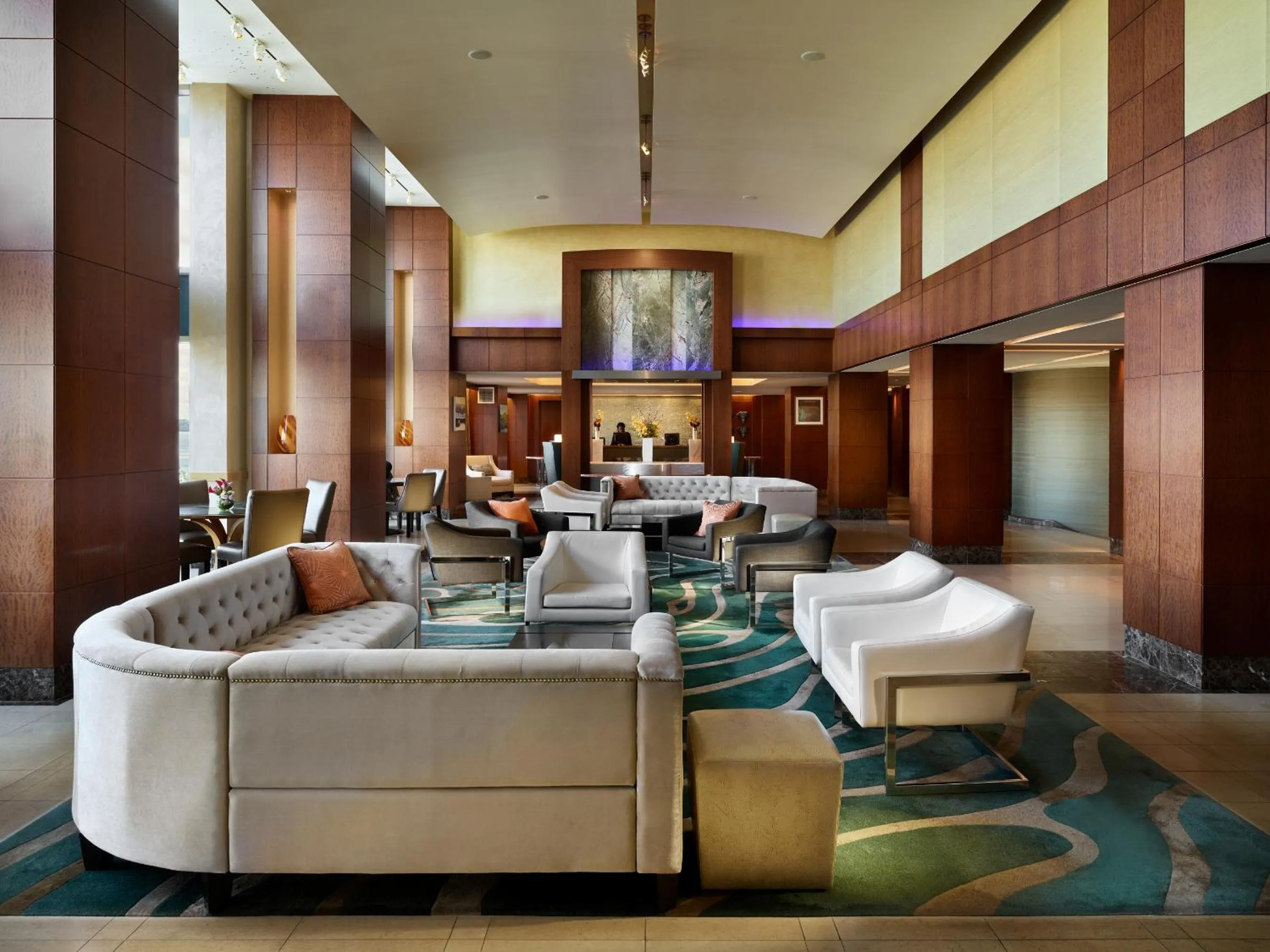 Seating area in Battery Wharf Hotel, Boston Waterfront