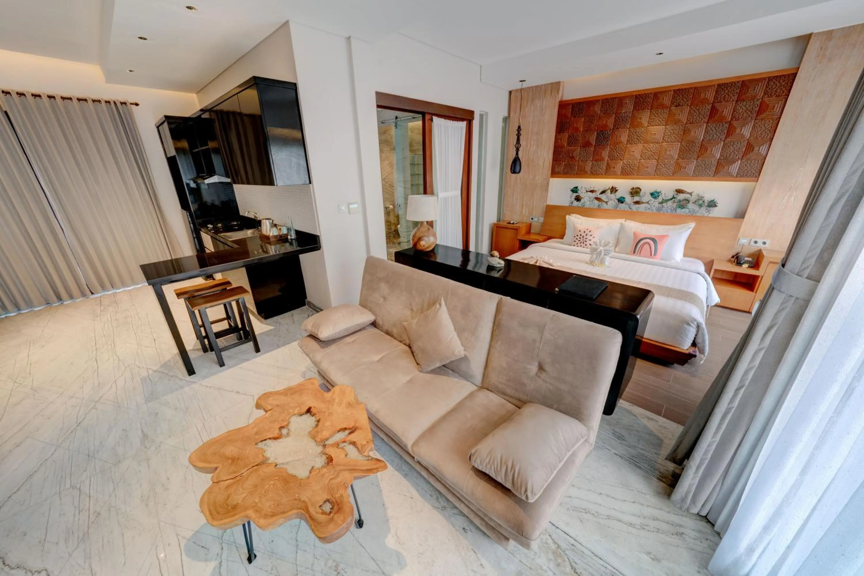 Bed in Mokko Suite Villas Umalas Bali