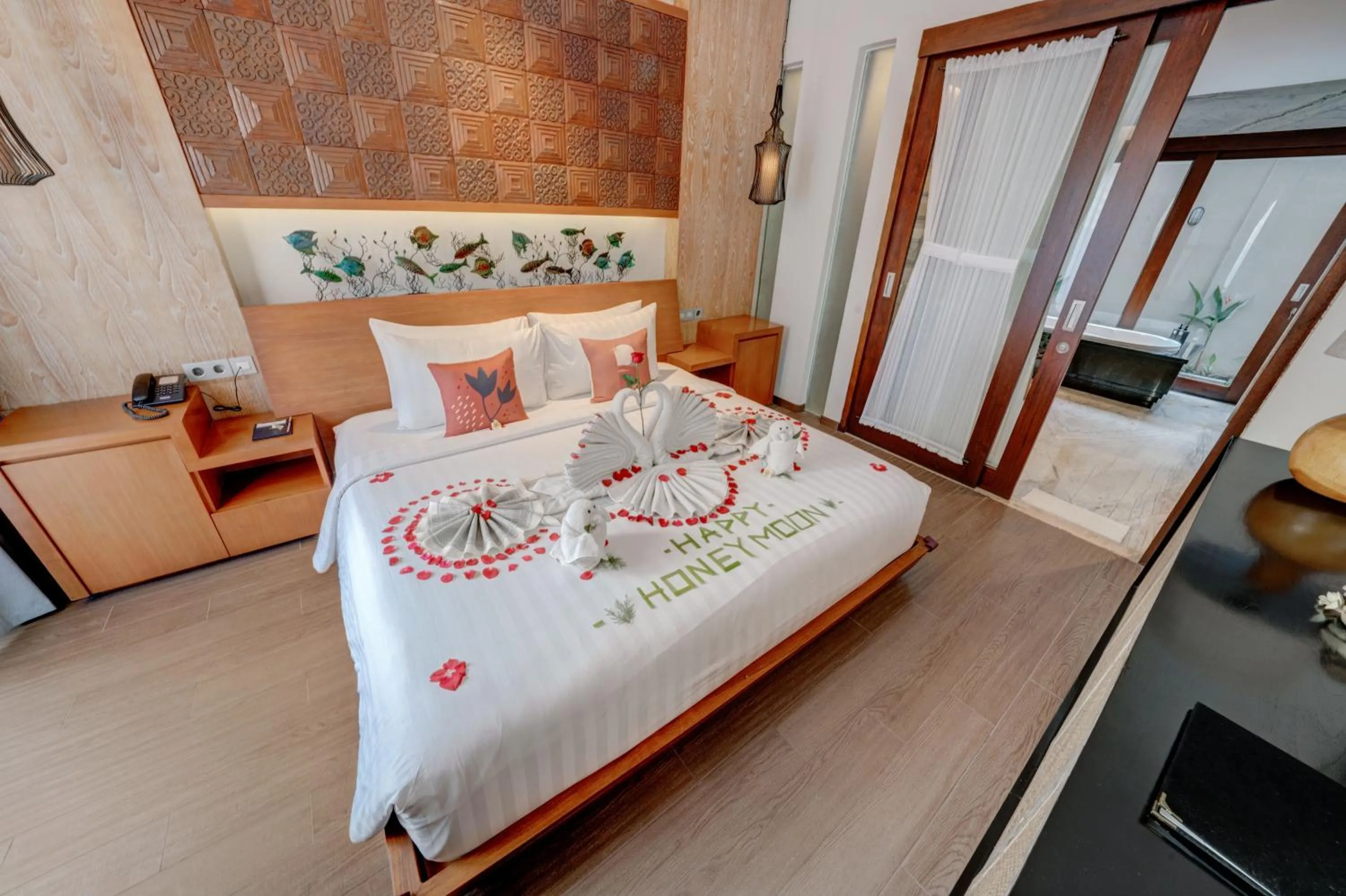 Decorative detail, Bed in Mokko Suite Villas Umalas Bali