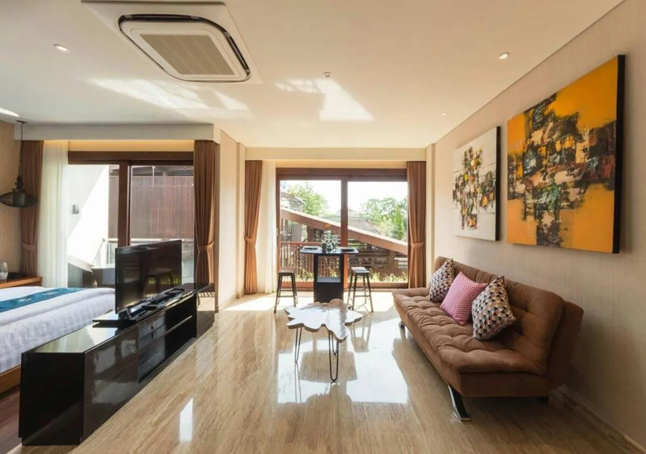 Living room, Bed in Mokko Suite Villas Umalas Bali