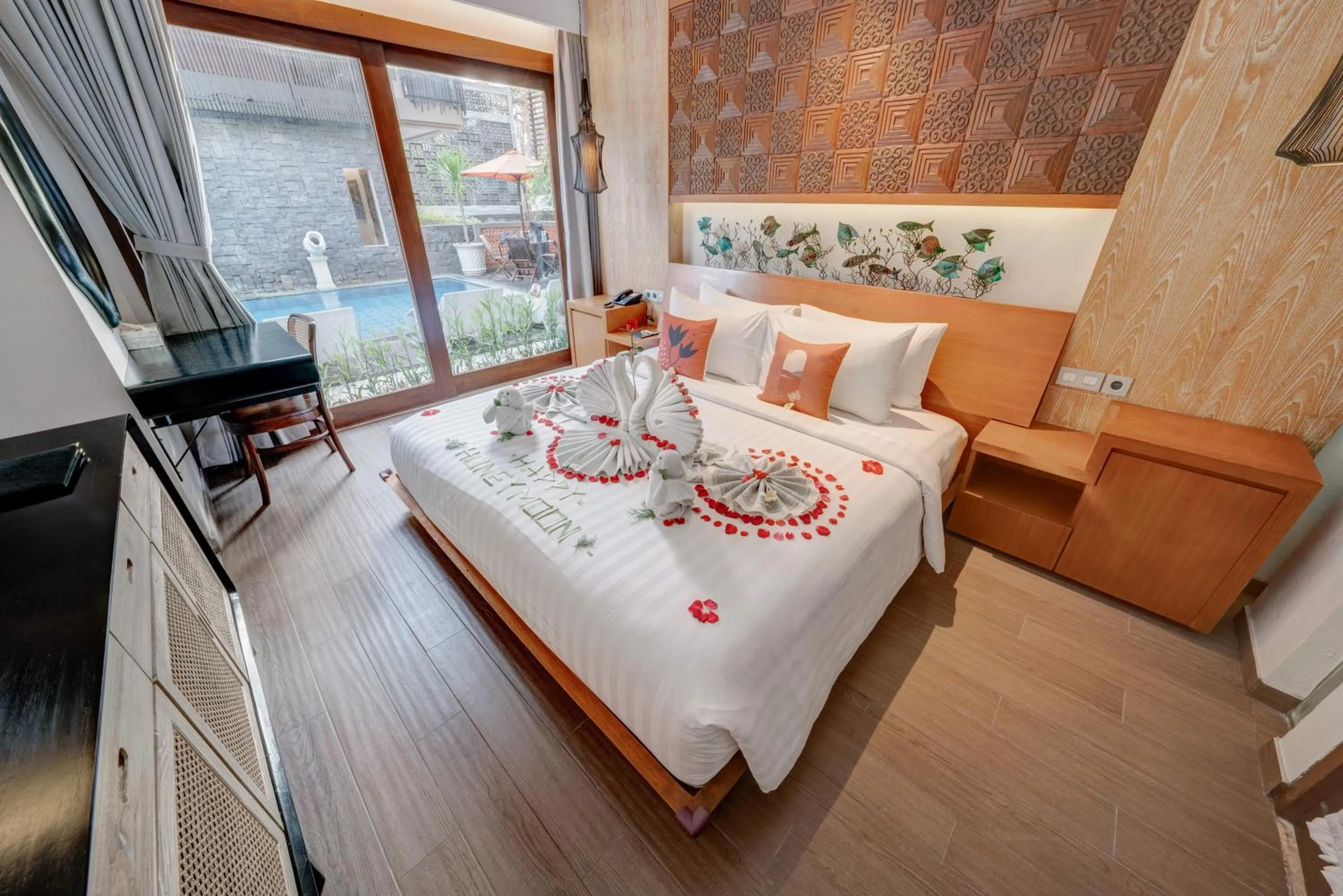 Decorative detail, Bed in Mokko Suite Villas Umalas Bali