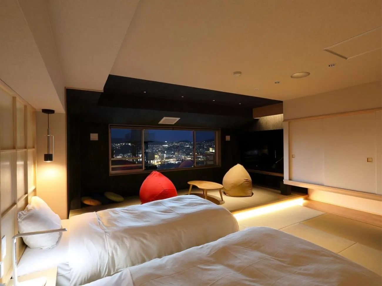 Photo of the whole room, Bed in Nagasaki Sky Hotel