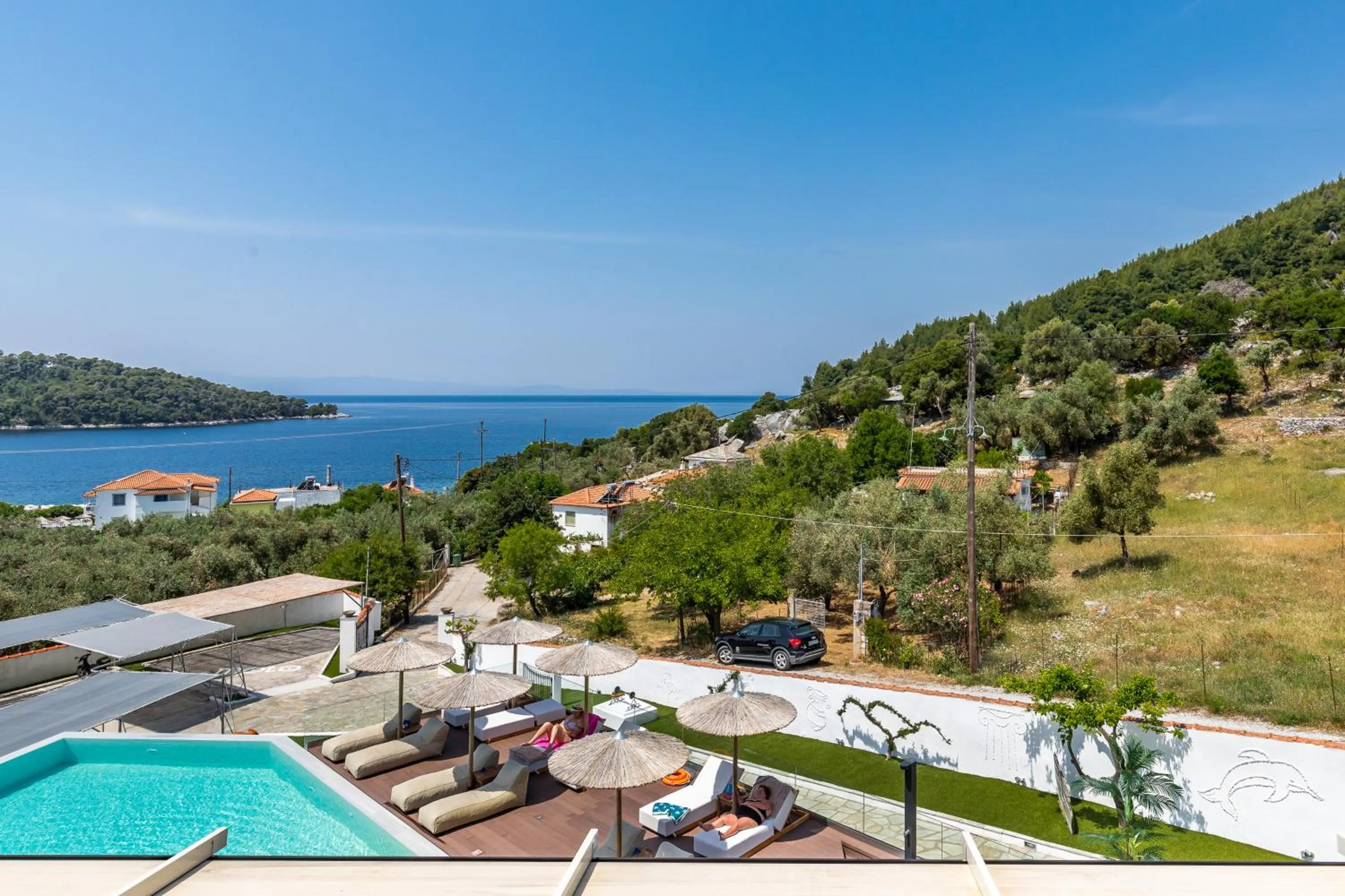 Pool view in Panormos Beach Hotel Skopelos