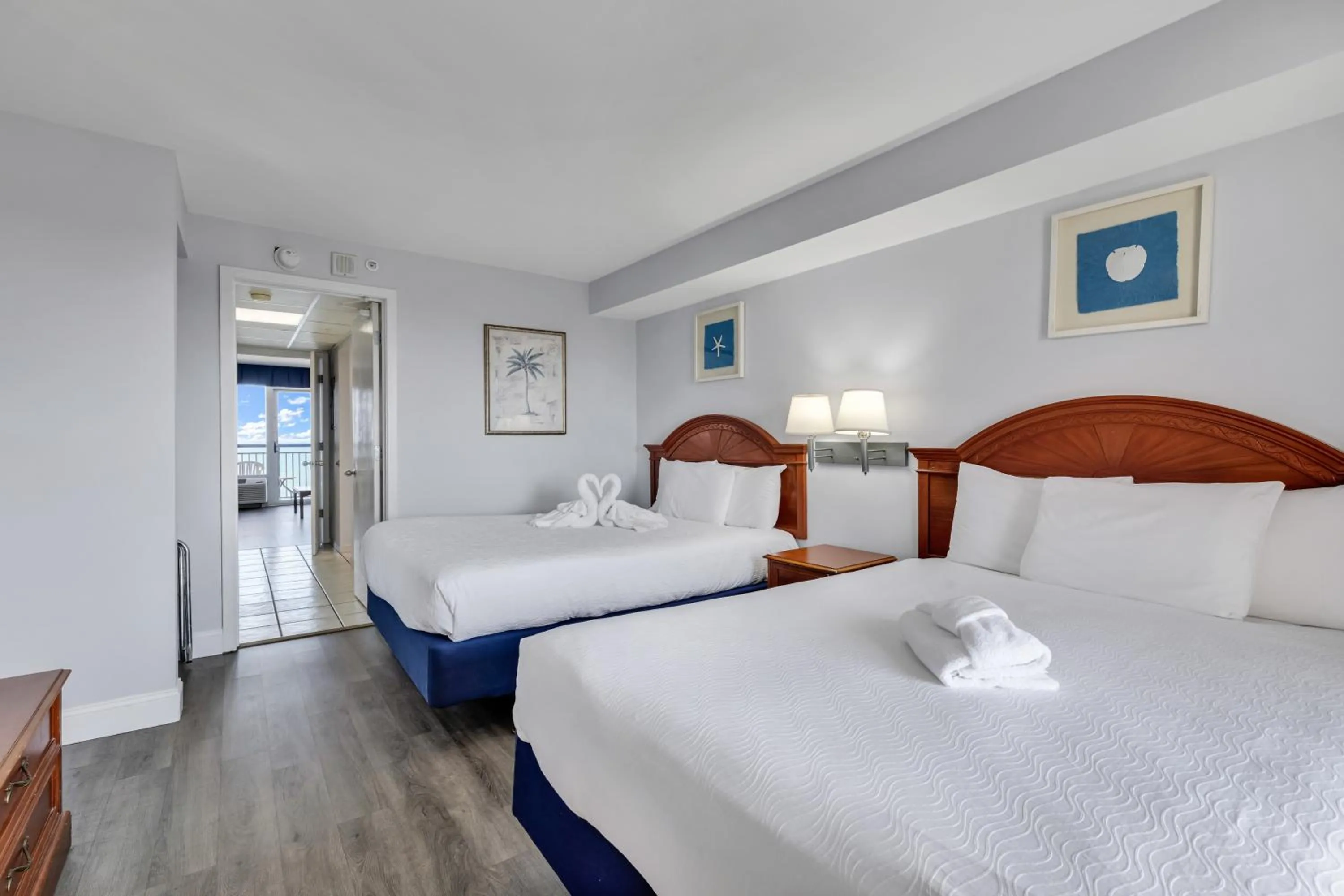 Bedroom in Boardwalk Beach Resort Condo w Oceanfront Balcony