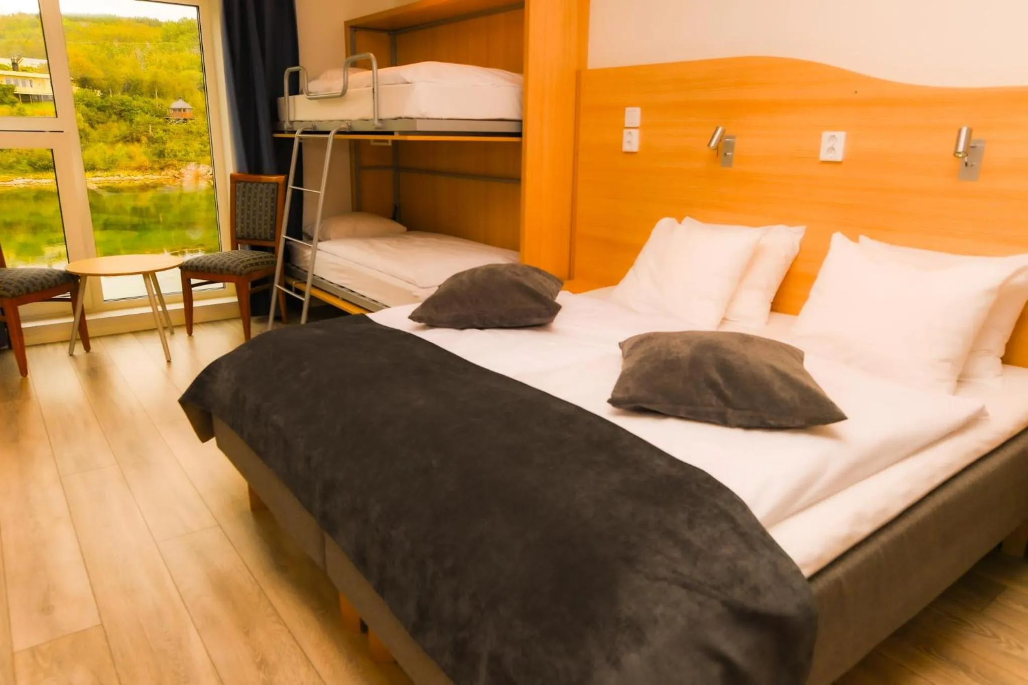 Bed in Senja Fjordhotell and Apartments