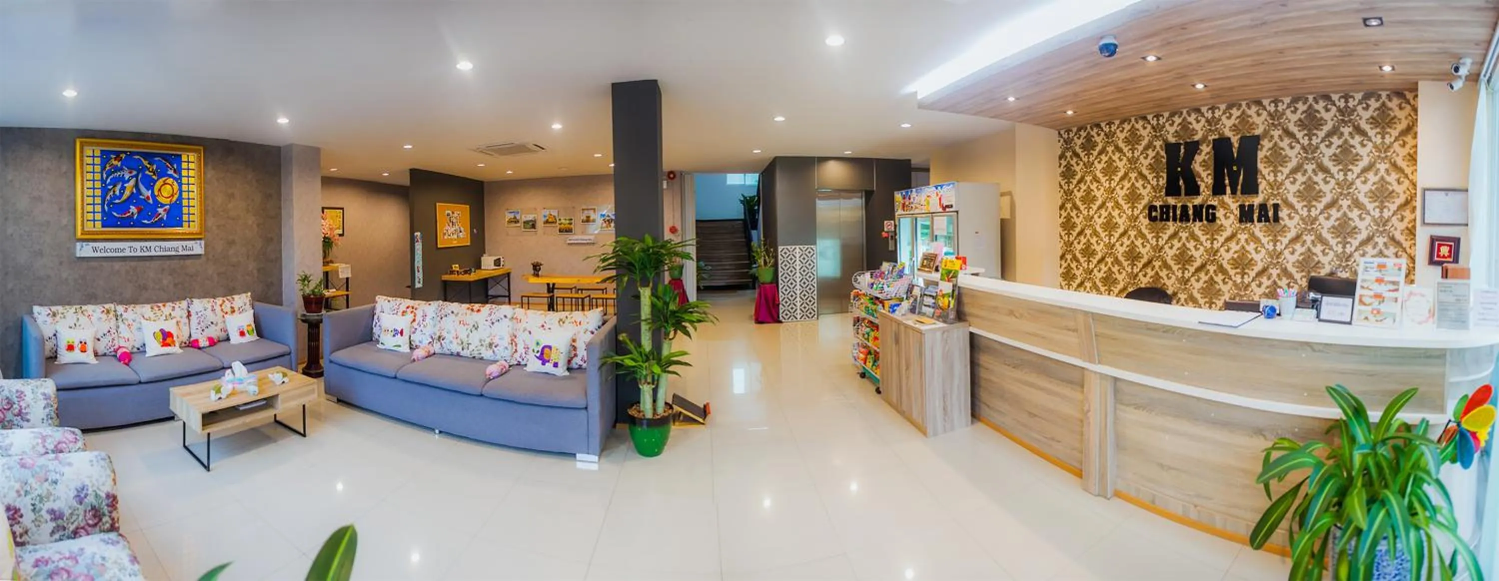 Lobby or reception, Bed in Km Hotel Chiang Mai