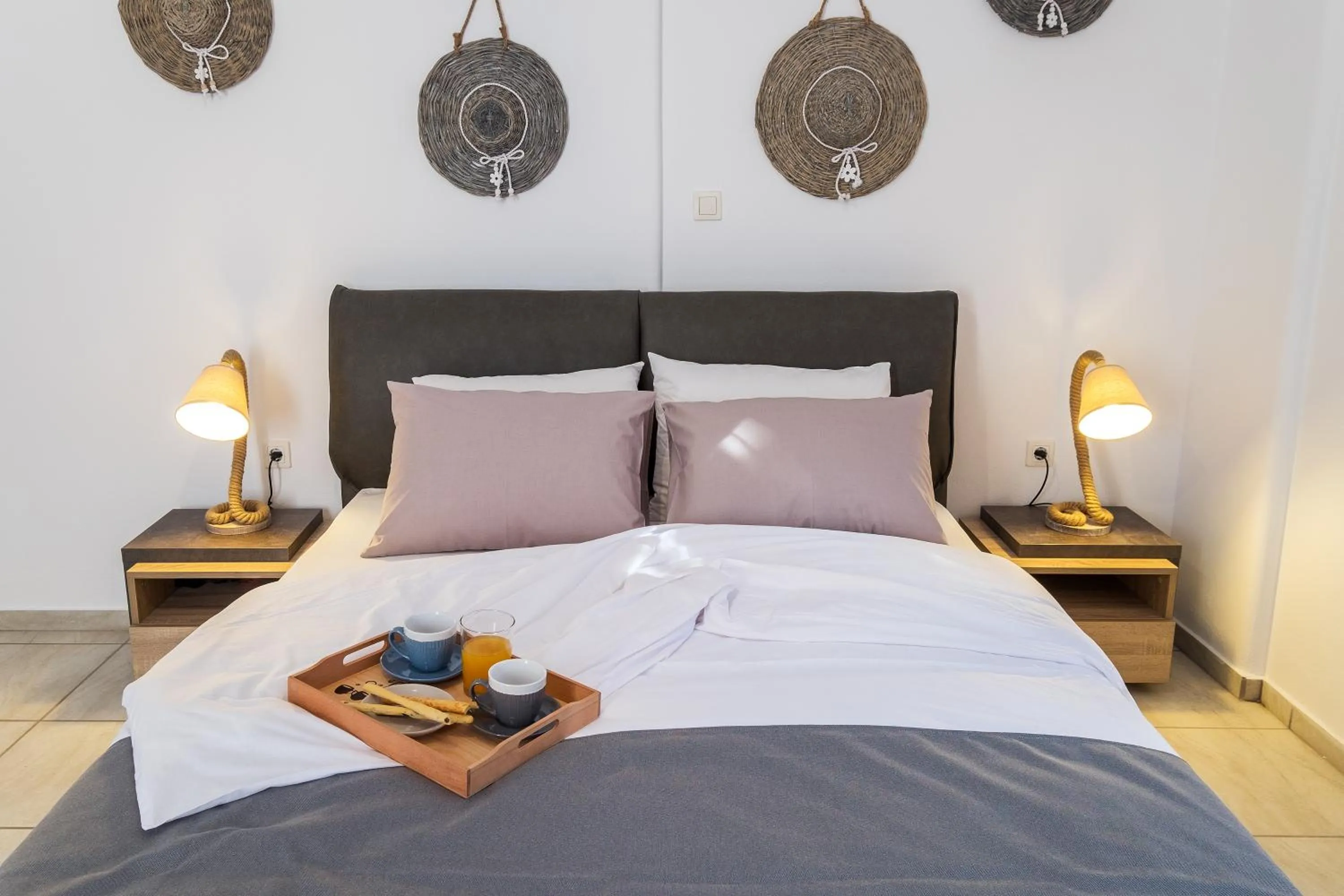 Bed in Paros Villas Nereids