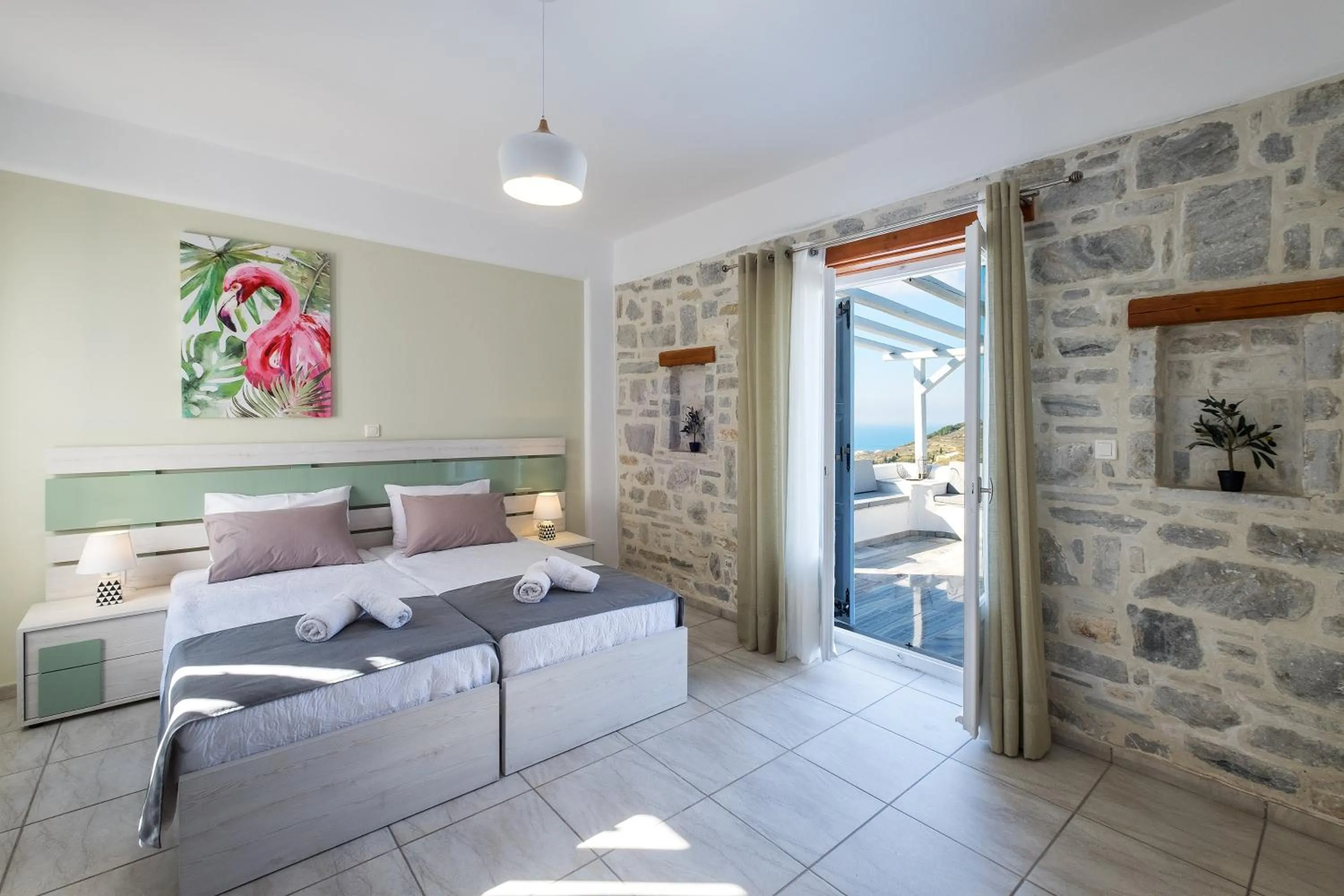 Bed in Paros Villas Nereids