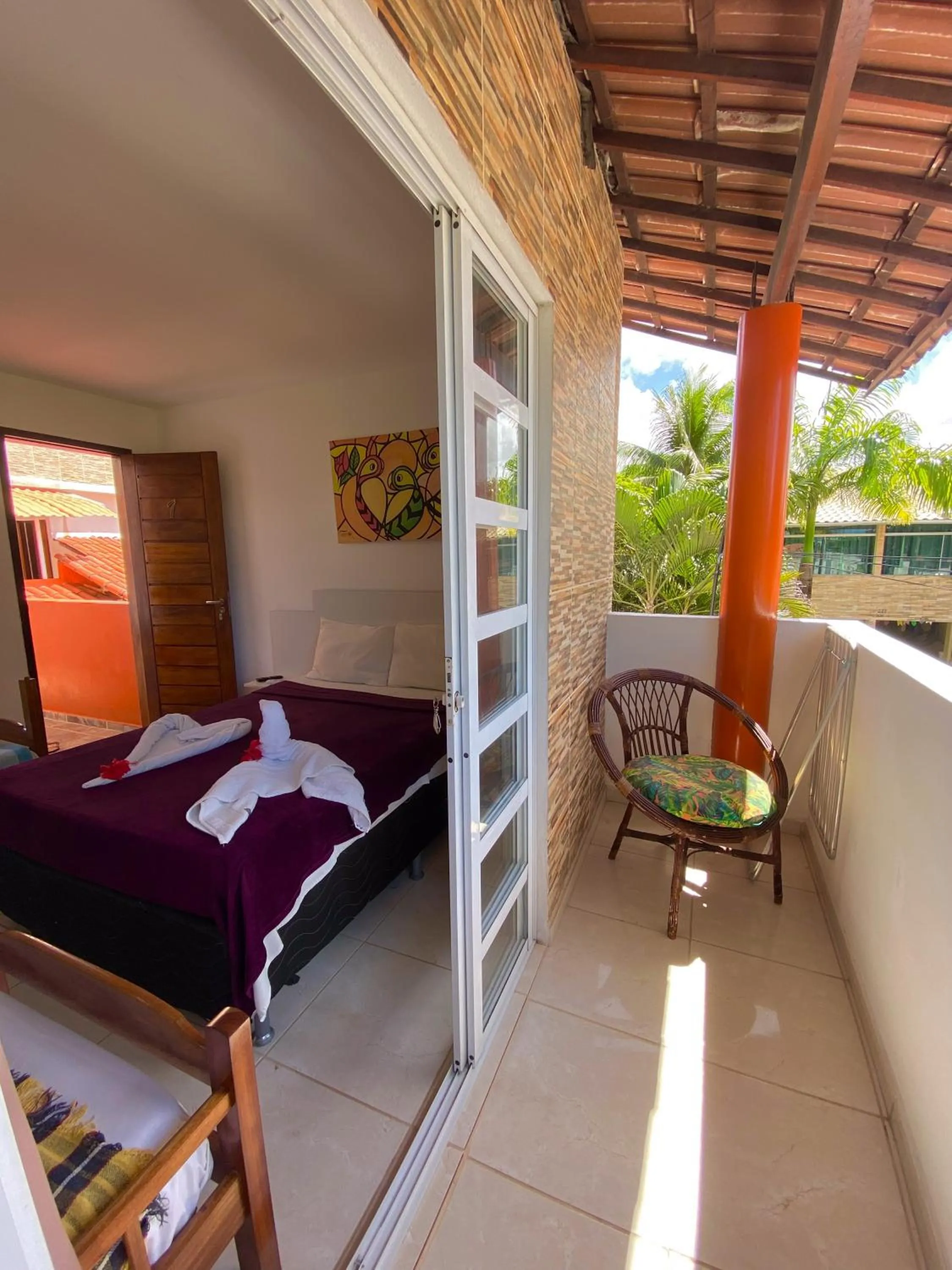 Balcony/Terrace, Bed in Pousada Porto de Amigos