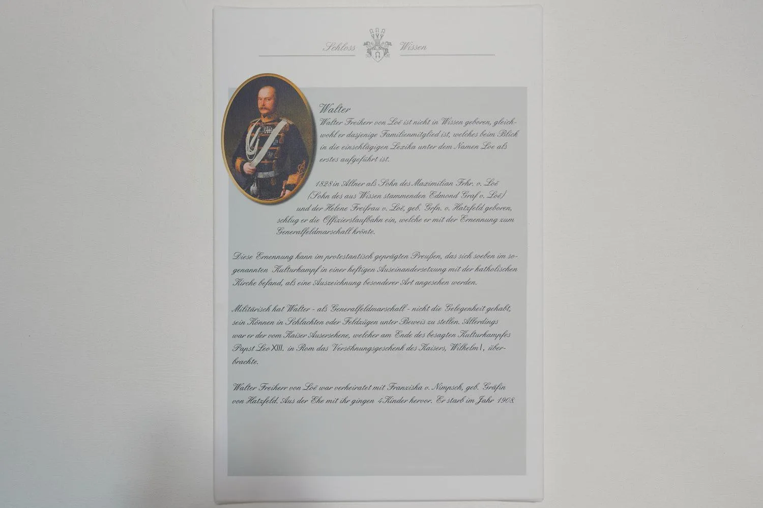 Text overlay in Schloss Wissen