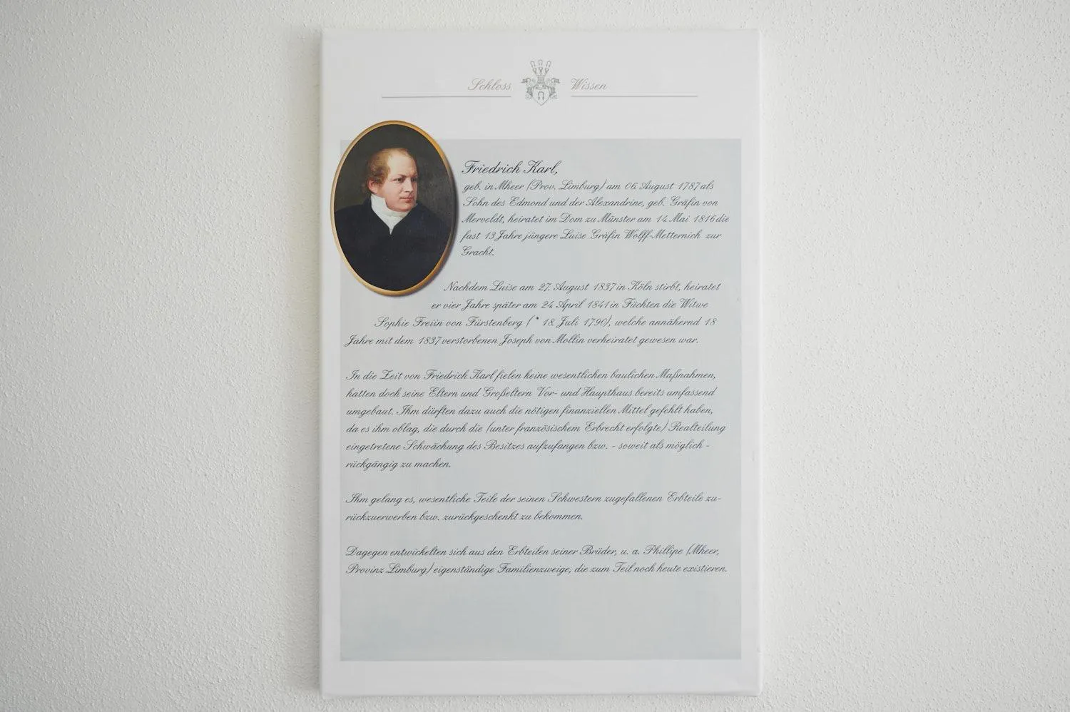Text overlay in Schloss Wissen