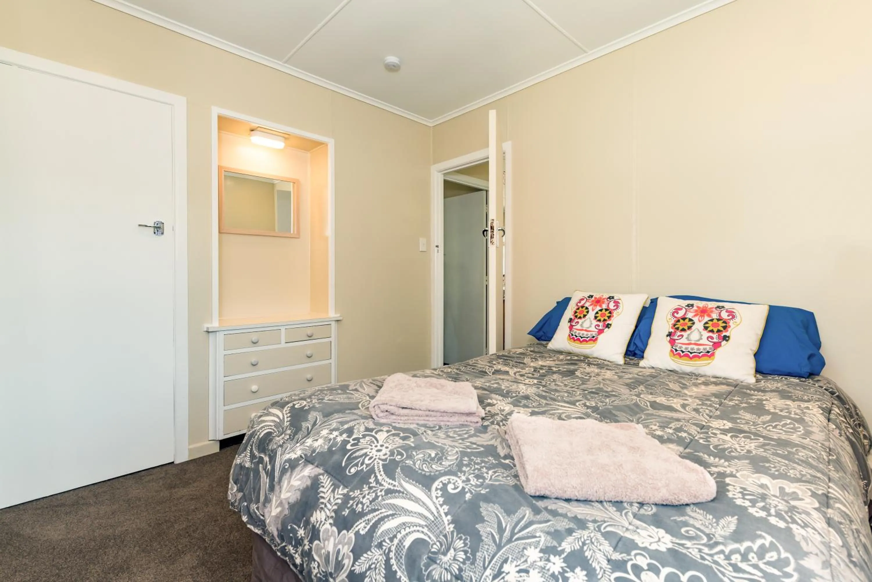 Bedroom in Waitangi Beach Bach 30B
