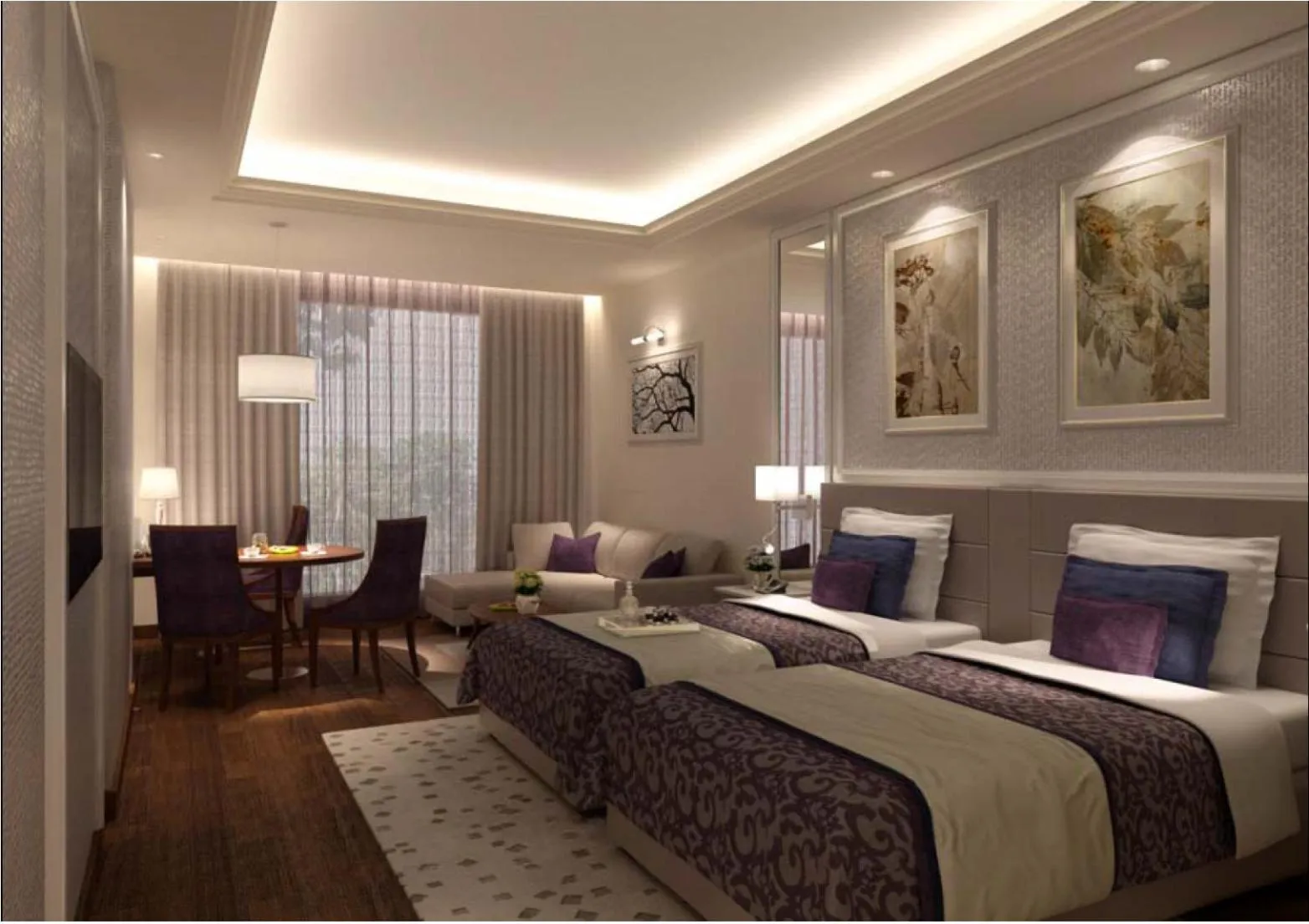 Photo of the whole room, Bed in Singhania Sarovar Portico