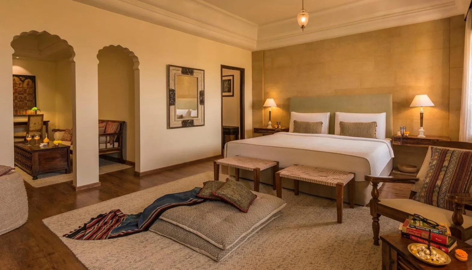 Photo of the whole room, Bed in Suryagarh Jaisalmer