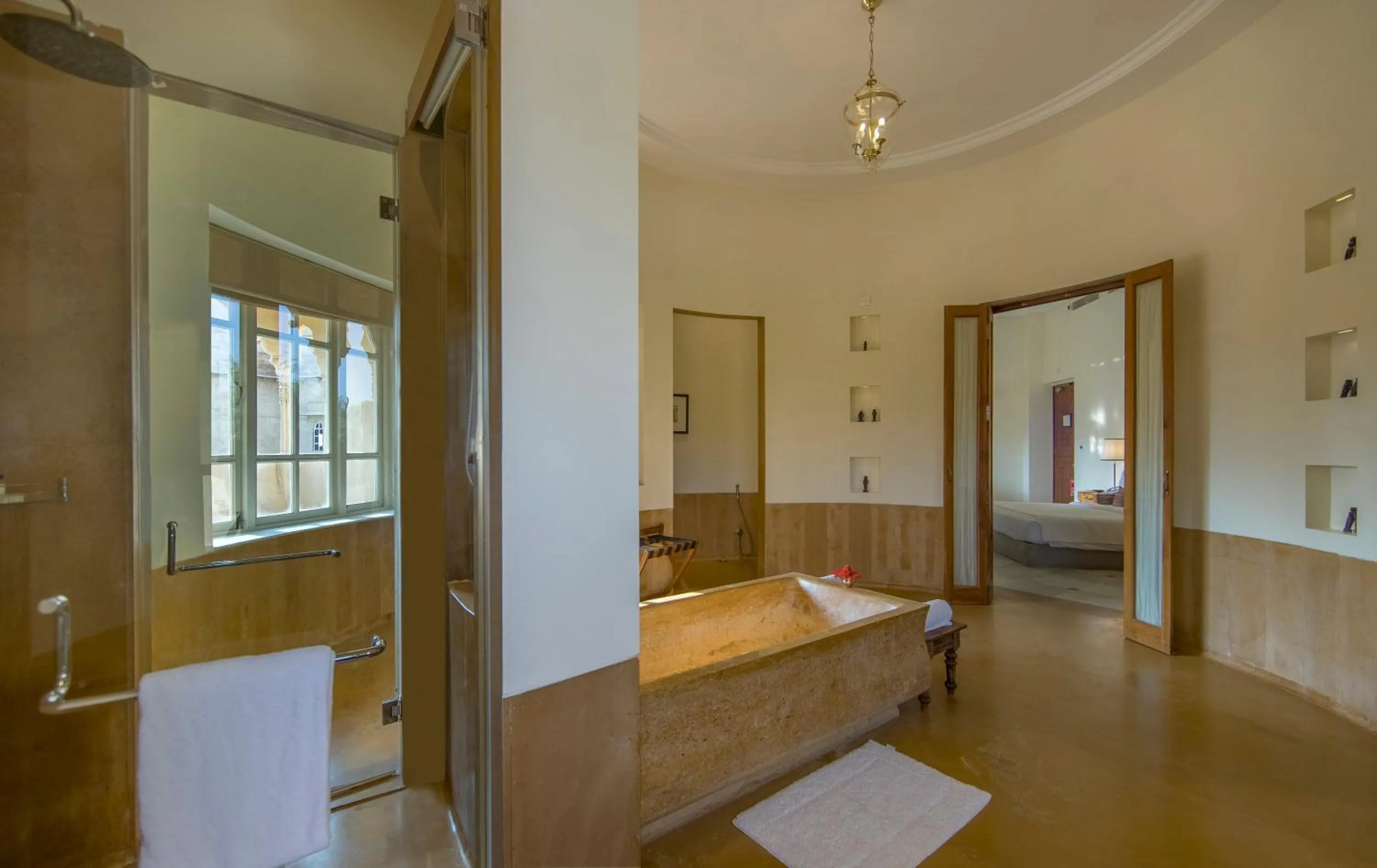 Bathroom, Bed in Suryagarh Jaisalmer