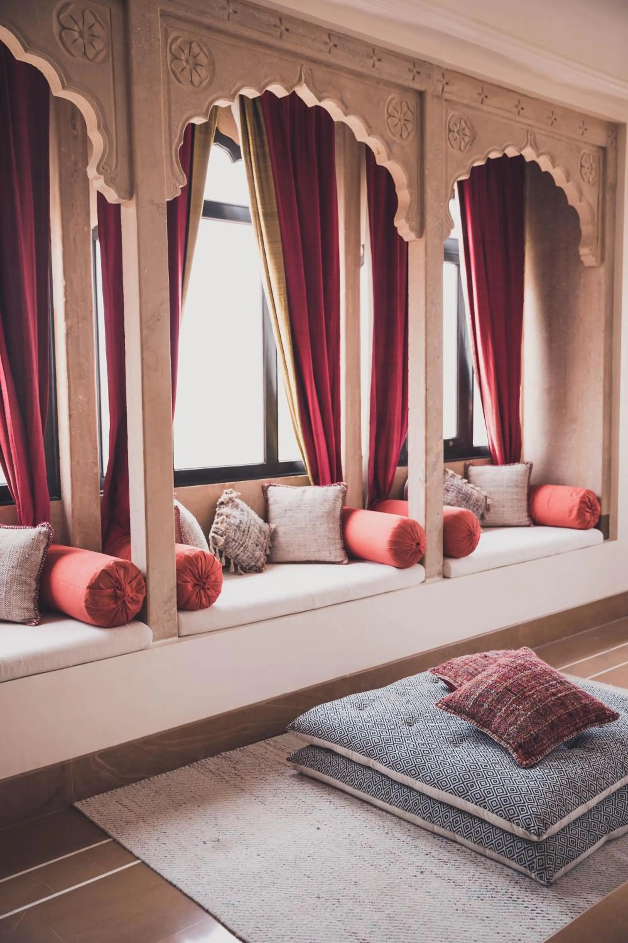 Seating area, Bed in Suryagarh Jaisalmer