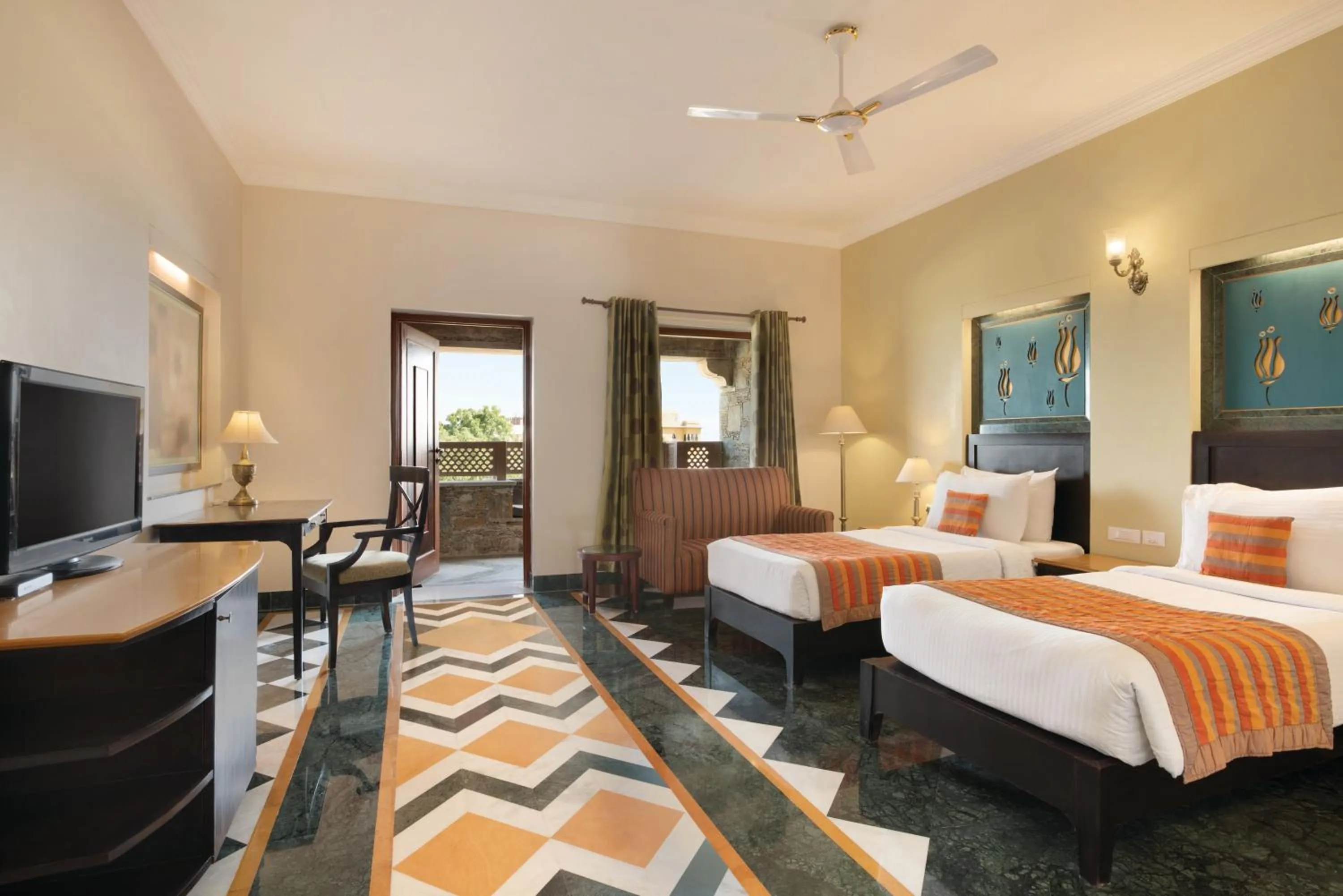 Bedroom, Bed in Ramada by Wyndham Udaipur Resort and Spa