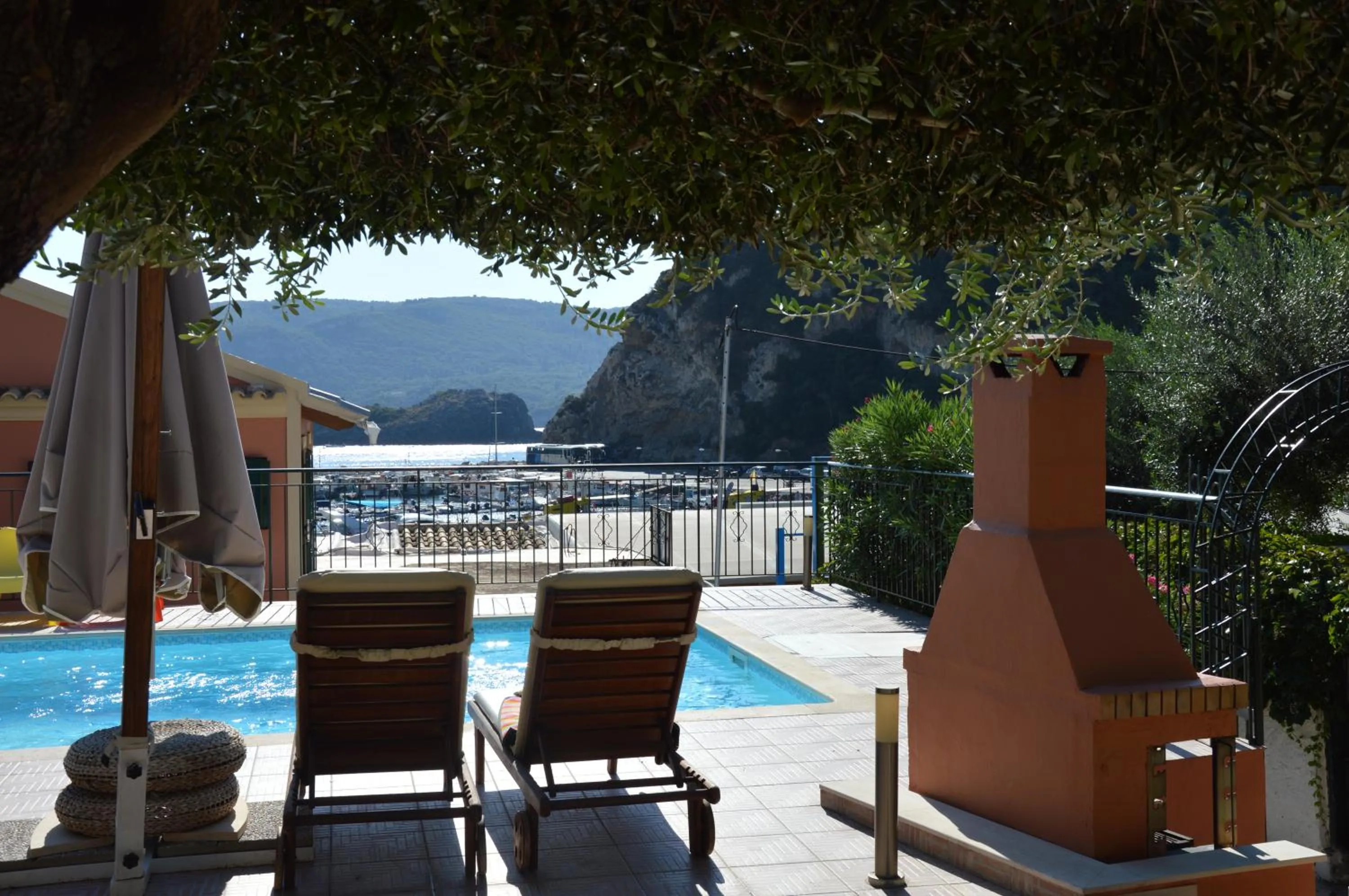 Pool view in Akis Apartments