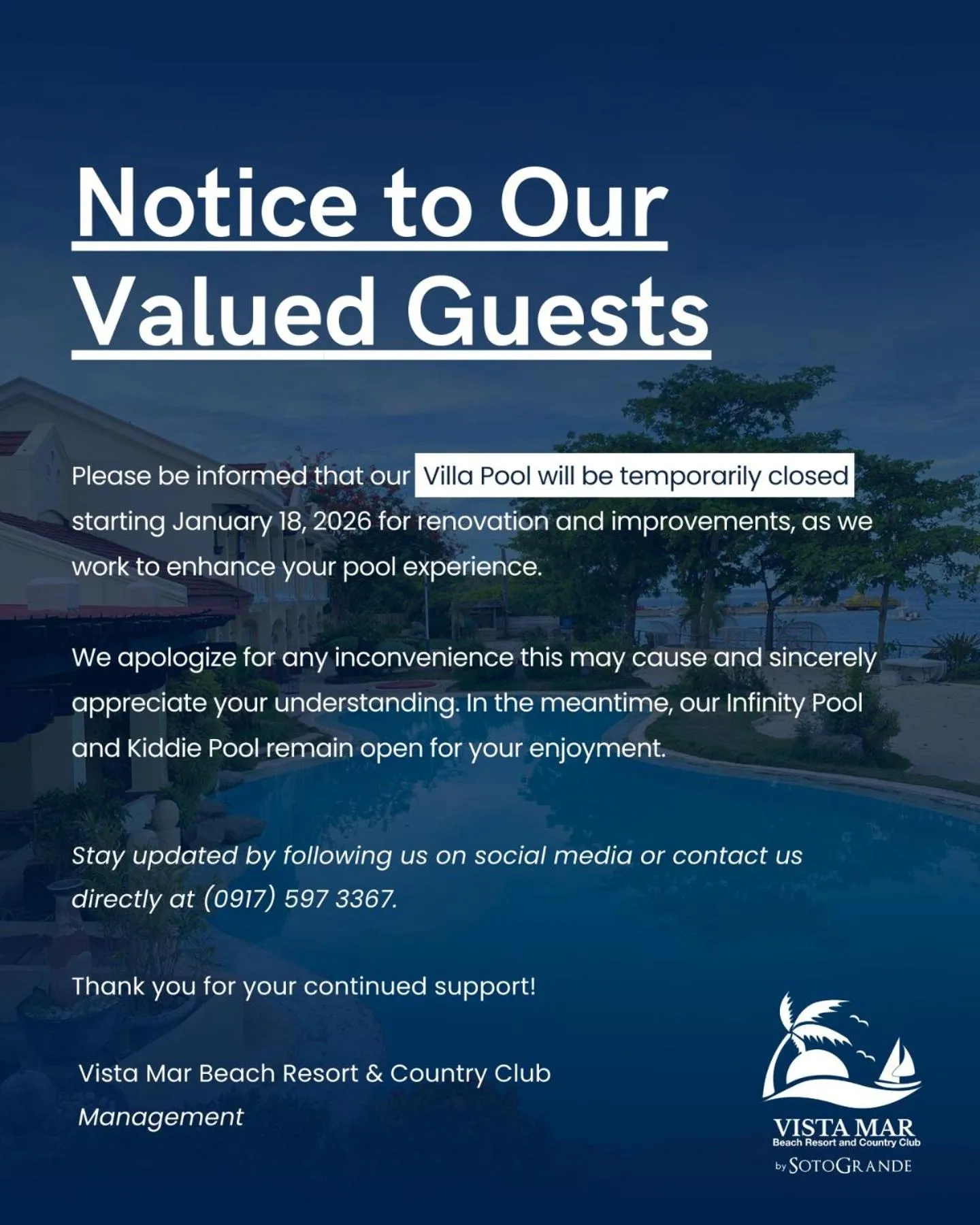 Swimming pool in Vista Mar Beach Resort & Country Club