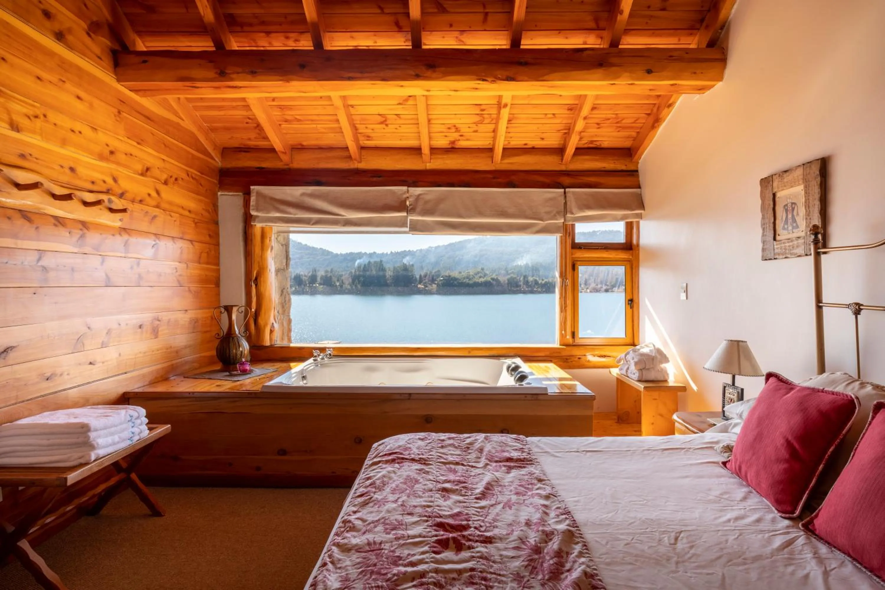 Bed in Cabañas Puerto Pireo