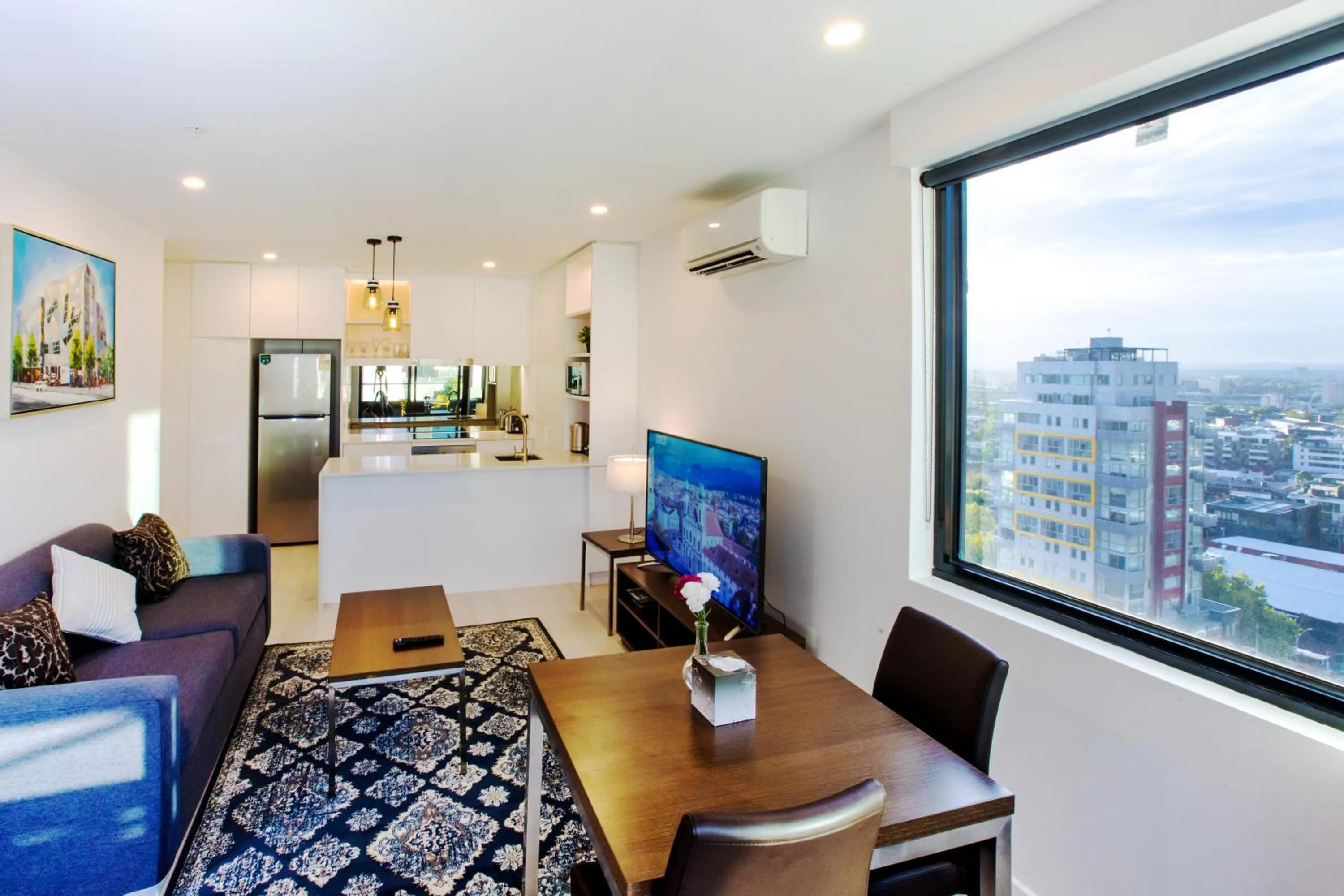 Living room in Spencer Street Apartments