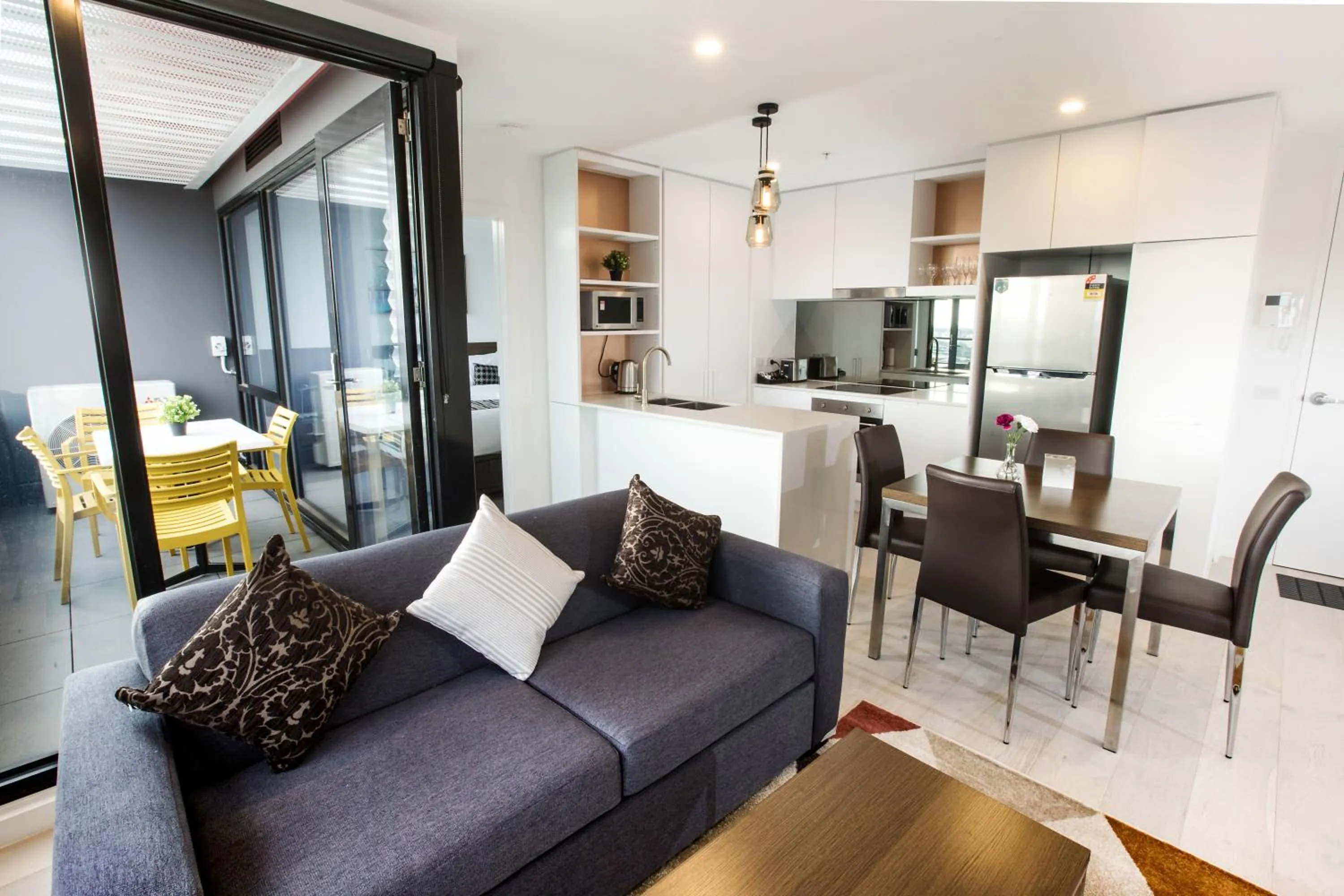 Living room in Spencer Street Apartments