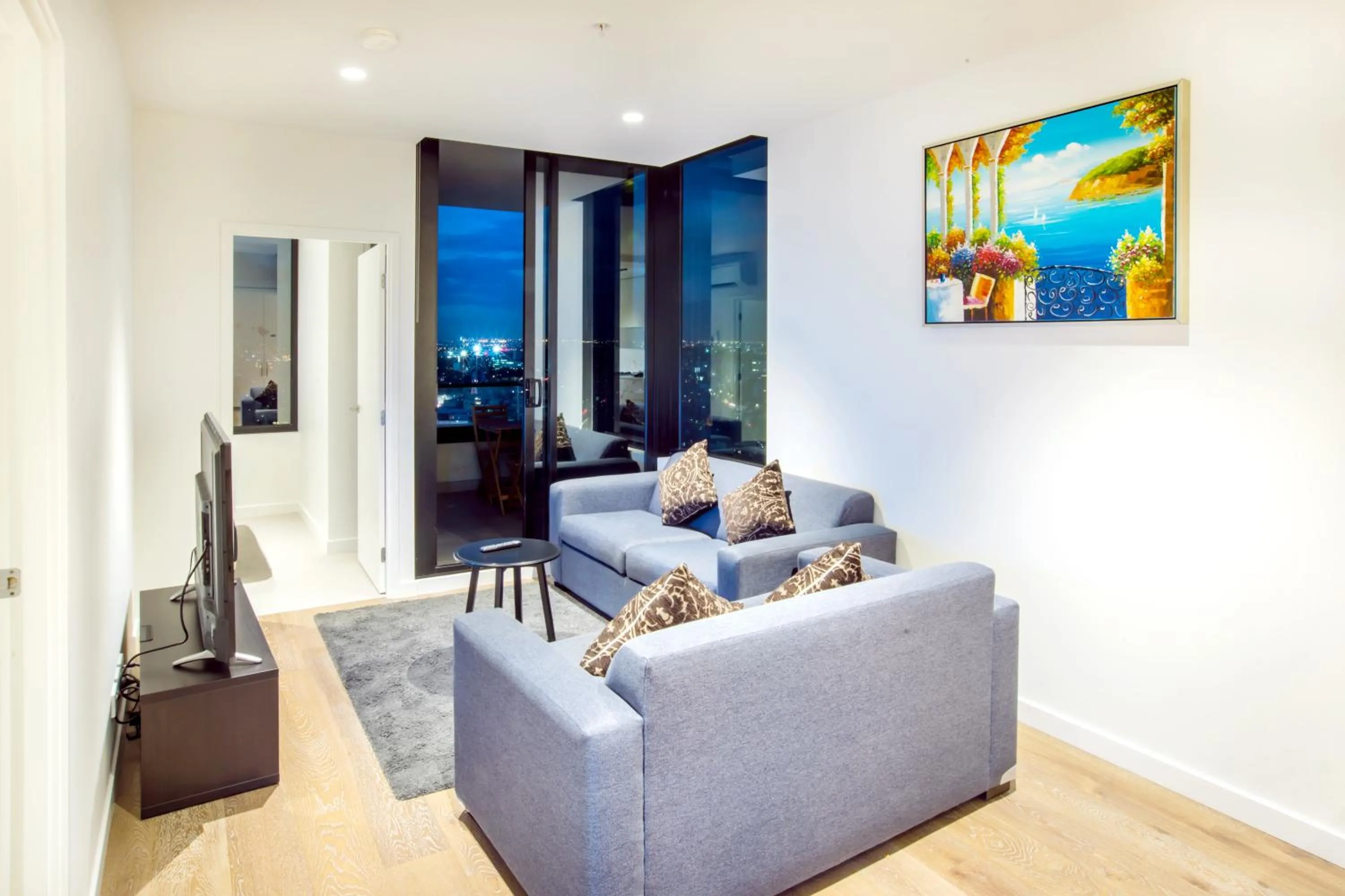 Living room in Spencer Street Apartments