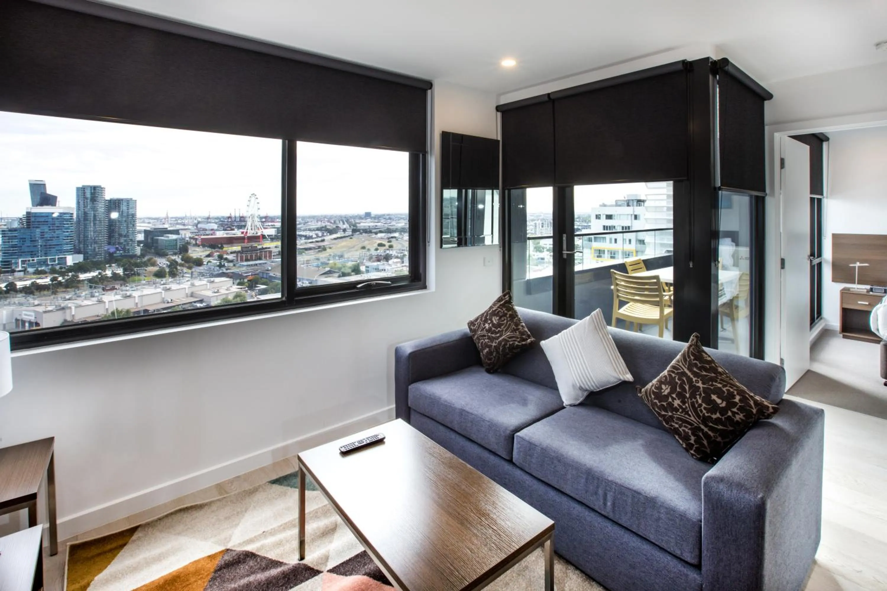 Living room in Spencer Street Apartments