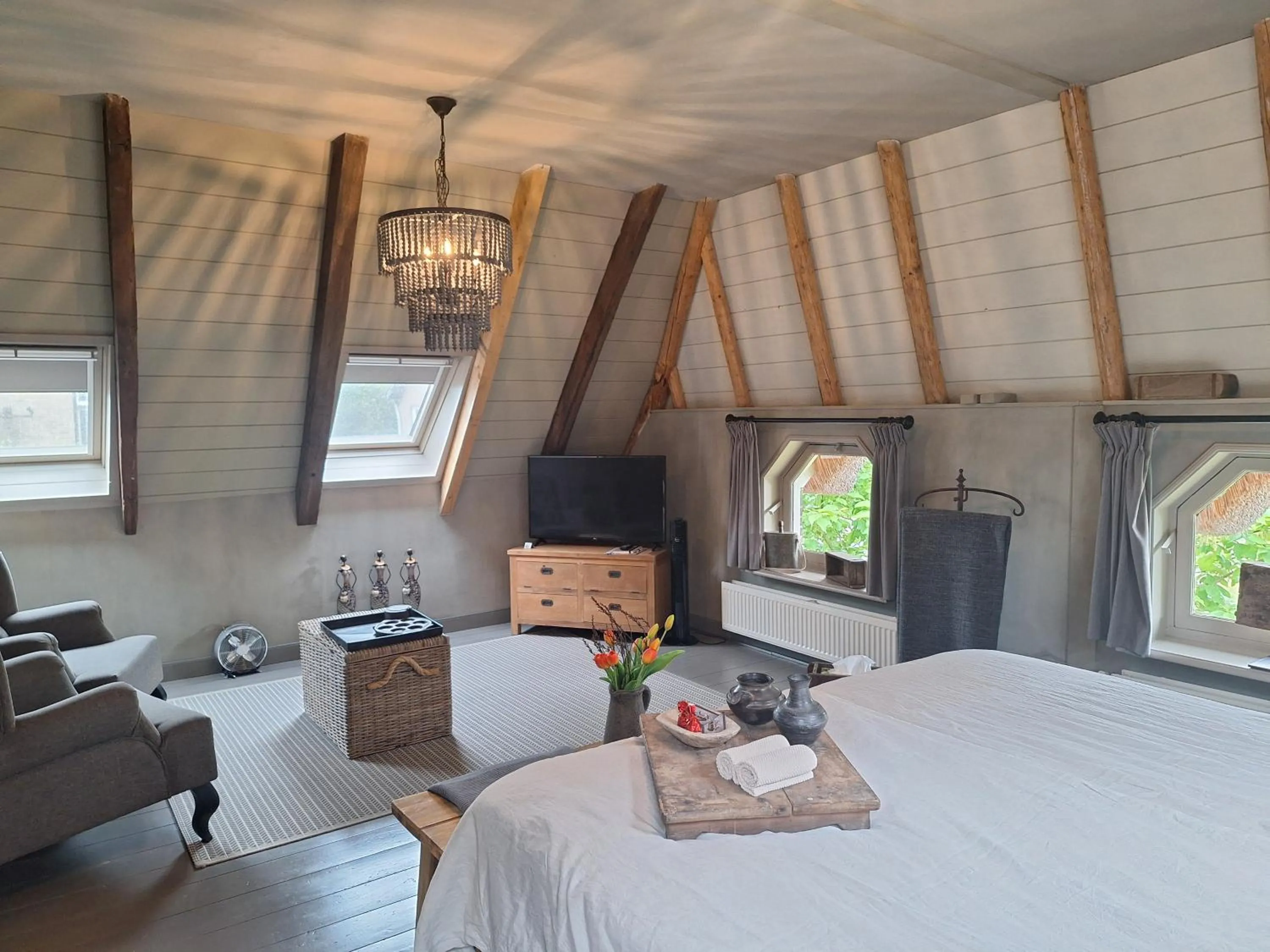 Living room, Bed in B&B De Meidoornhof