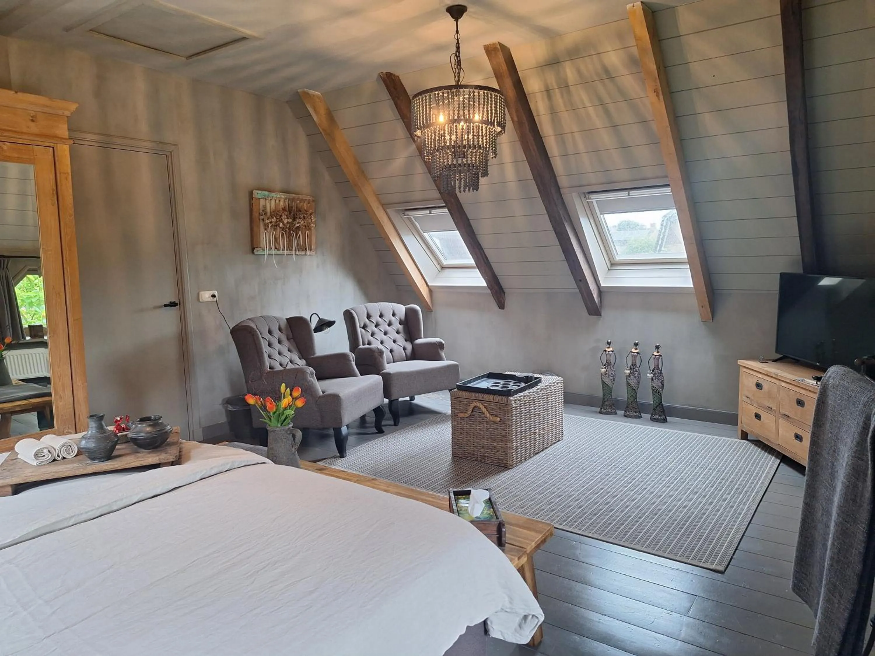 Living room, Bed in B&B De Meidoornhof