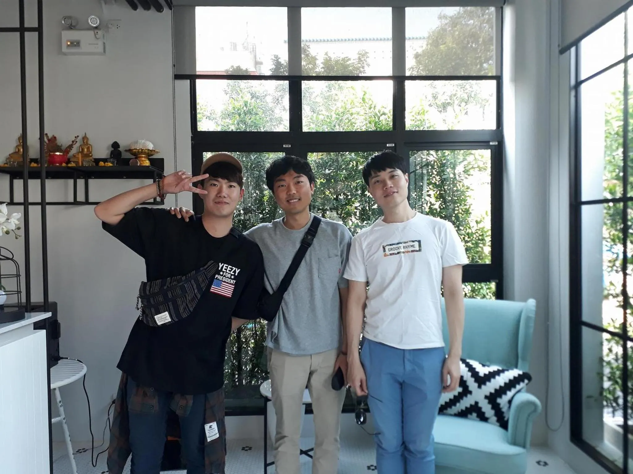 group of guests in Bedspread Hostel