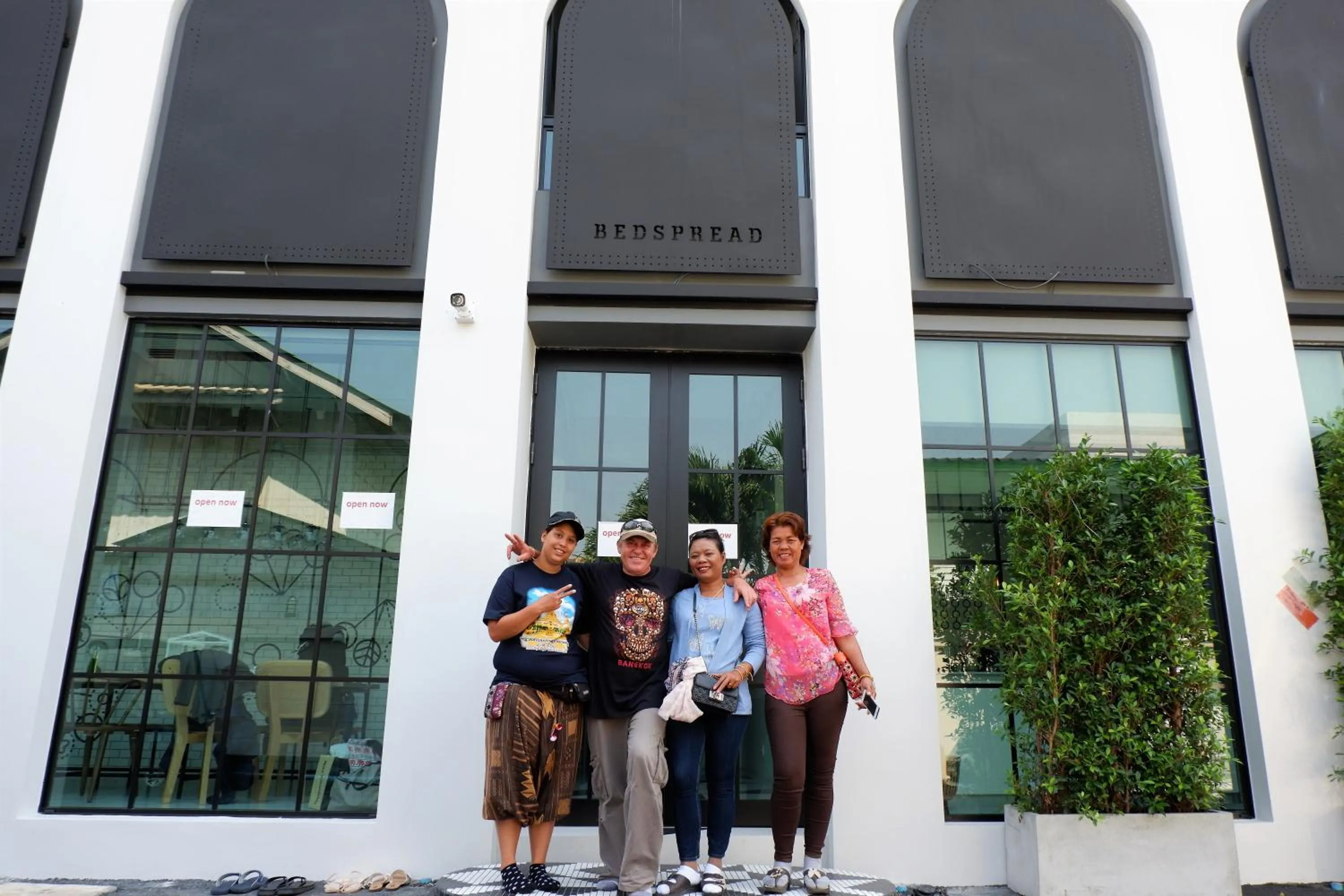 group of guests in Bedspread Hostel